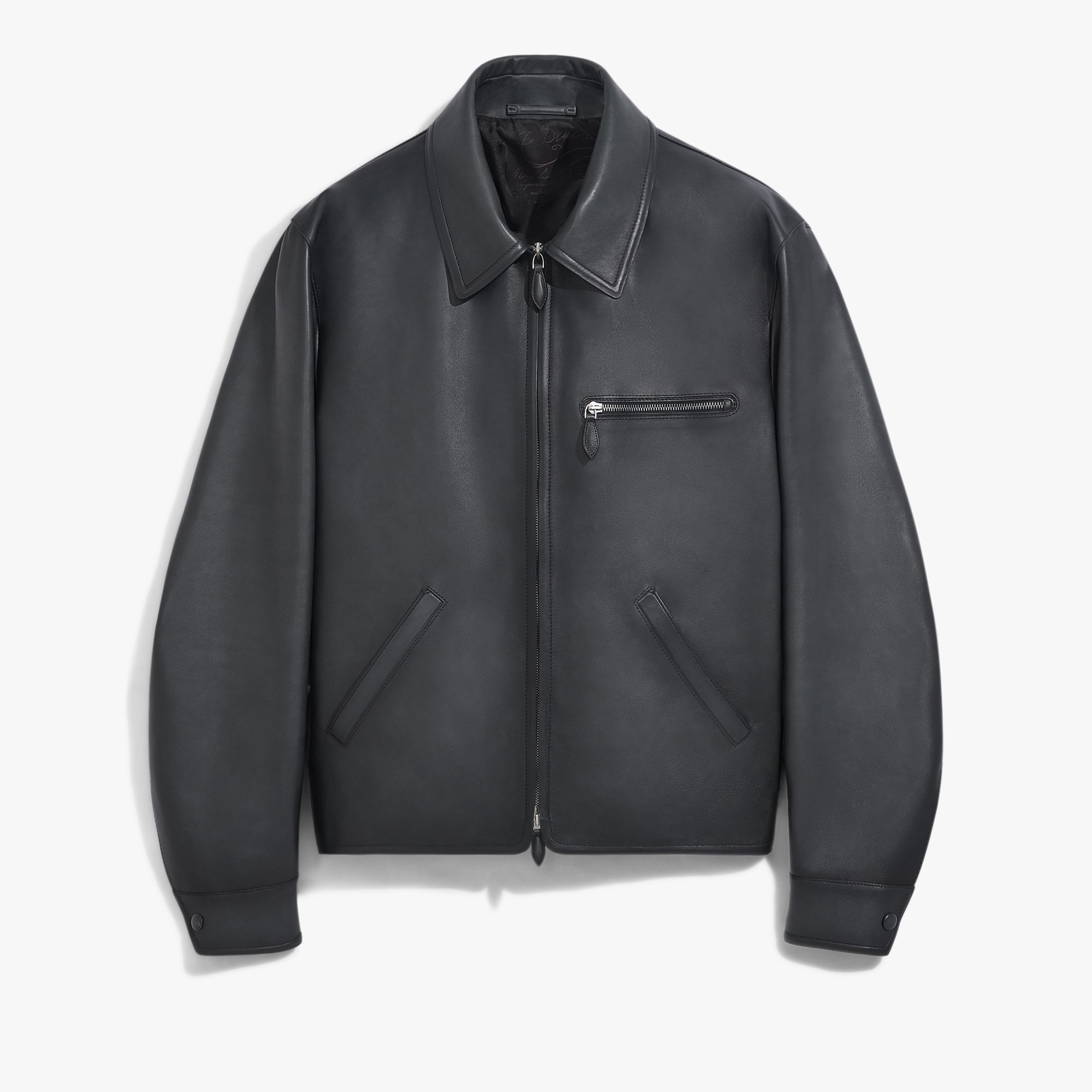 Blouson 1 Jour en Cuir Patiné, BLACK SHADE, hi-res