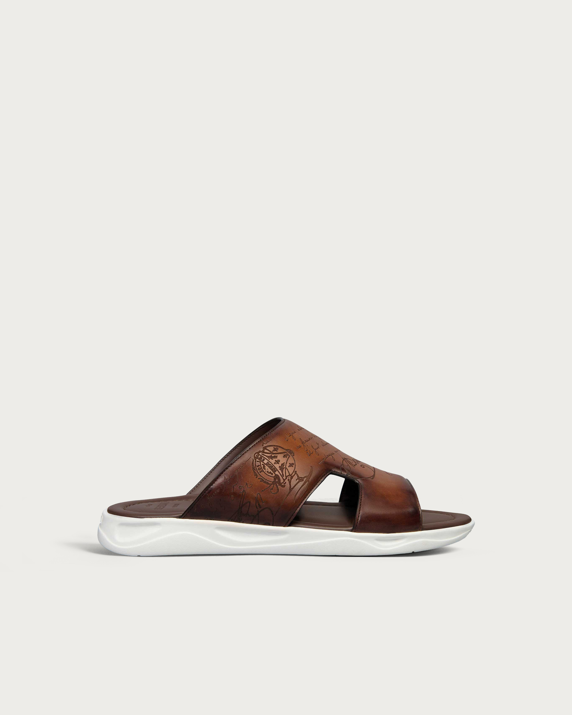 Berluti ベルルッティ シャドウ カリグラフィ レザー サンダル ブラウン メンズ S6261-001_shadow-sandal_cacao-