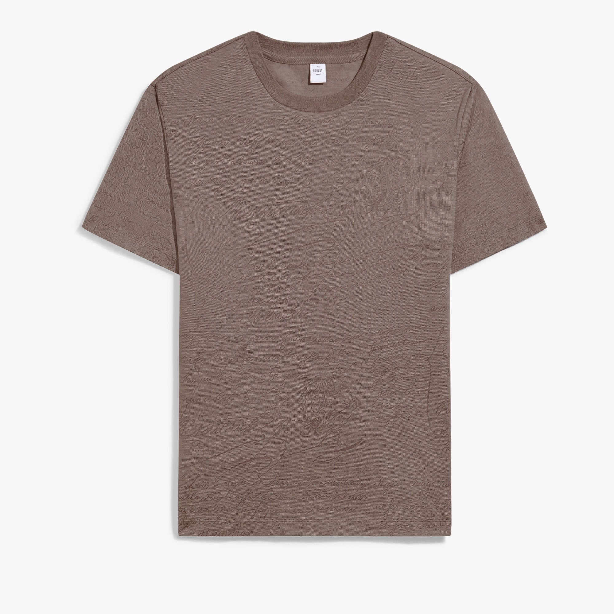 T-shirt Piqué en Jacquard Scritto, TAUPE POWDER, hi-res
