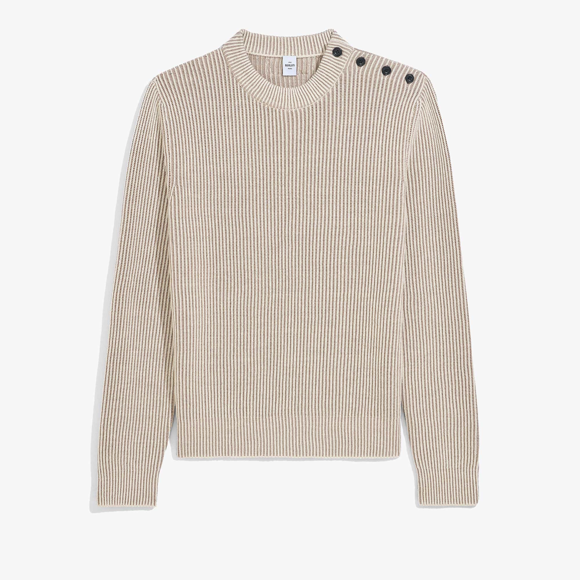 Contrasted Ribbed Crewneck, SAND TAUPE, hi-res