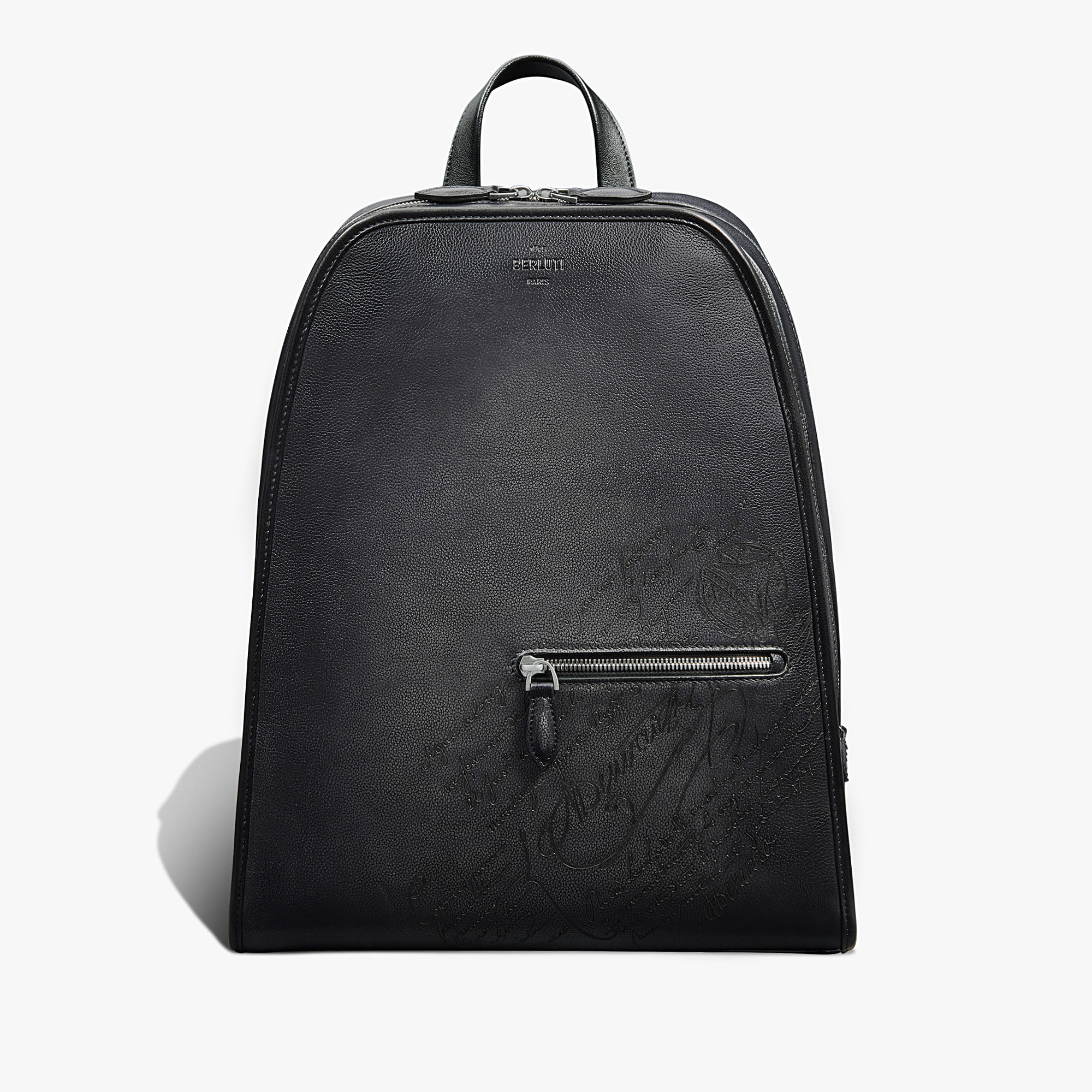 Working Day Scritto Leather Backpack, NERO GRIGIO, hi-res