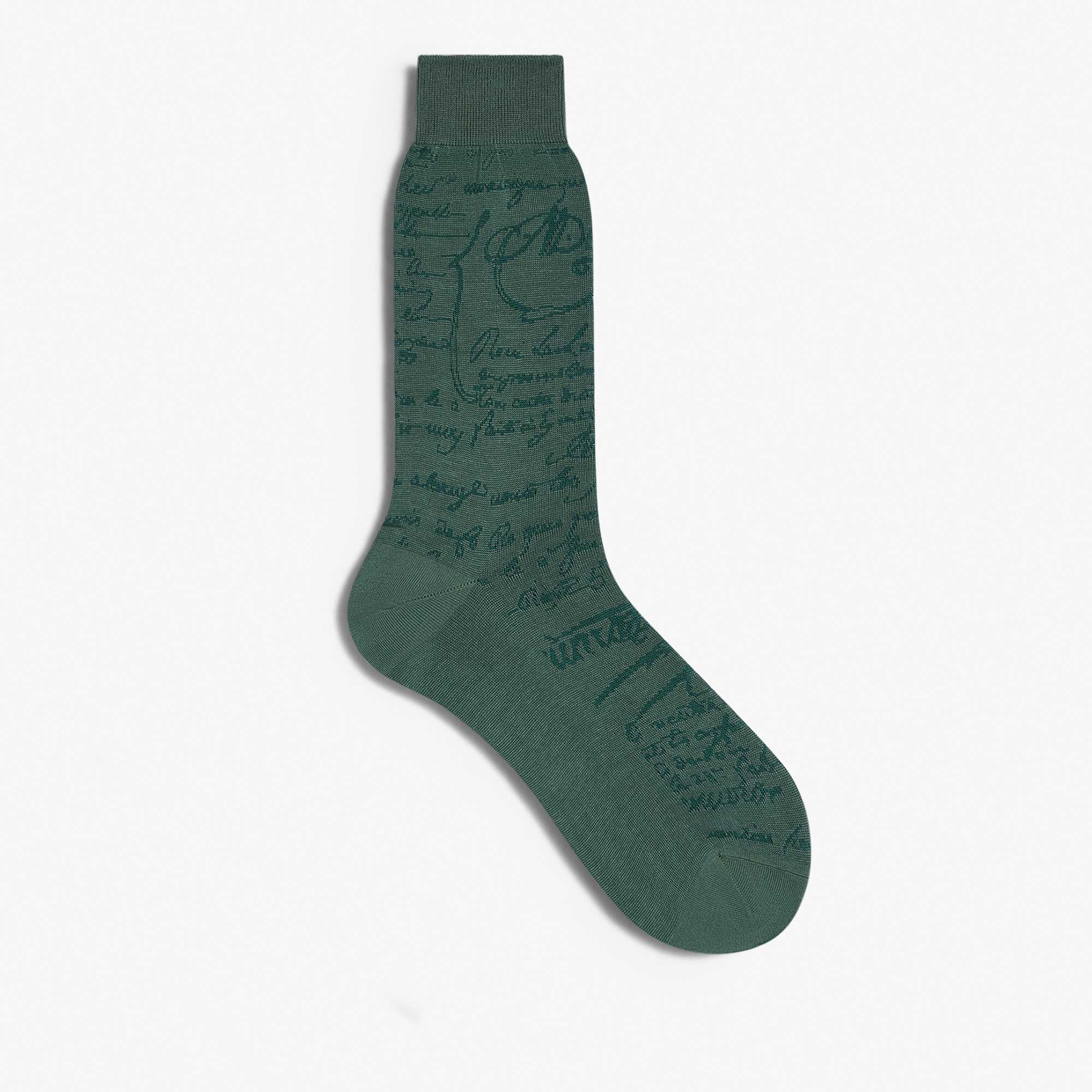 Chaussettes Scritto en Coton, PETROL GREEN., hi-res