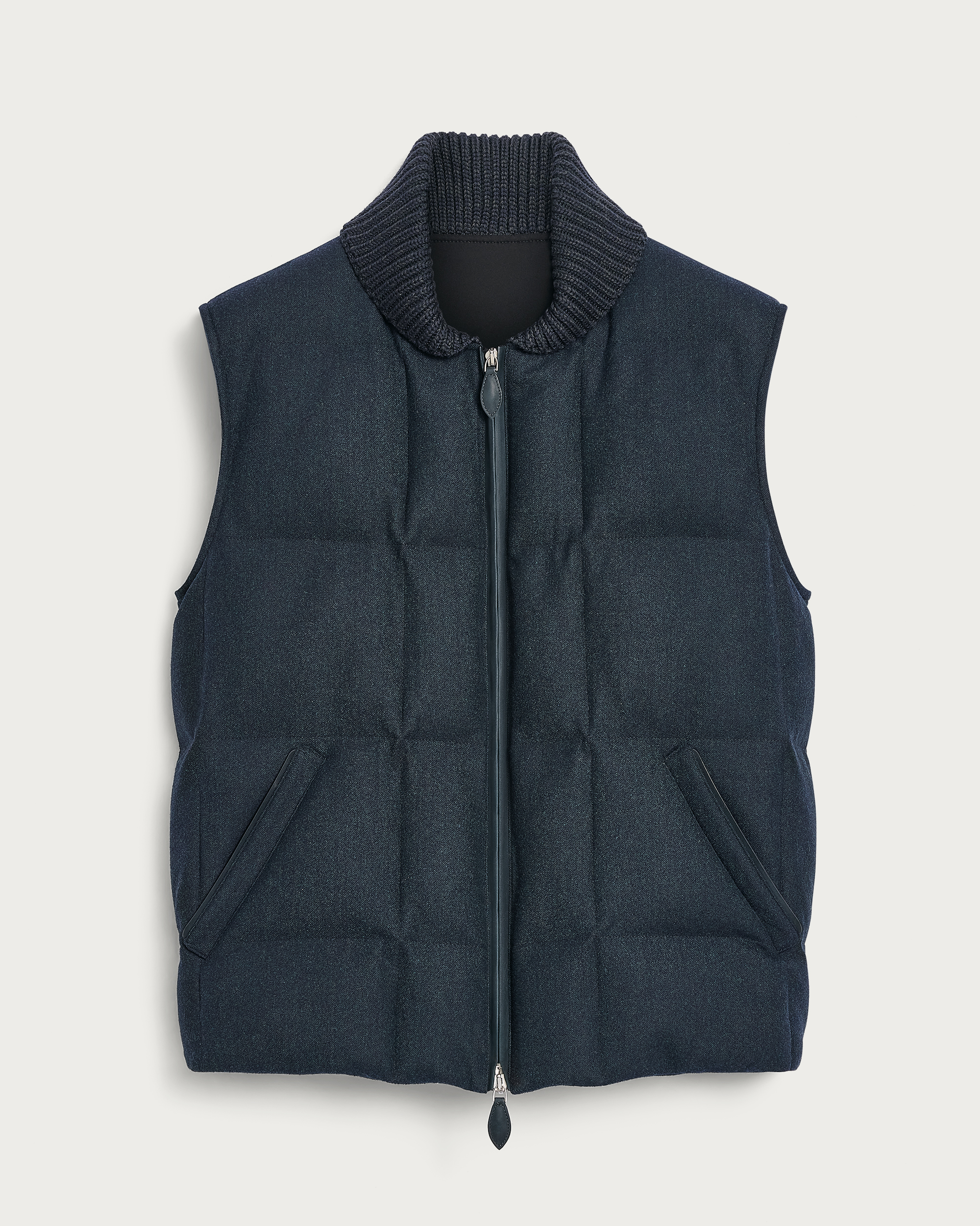 Puffer Gilet with Leather Details