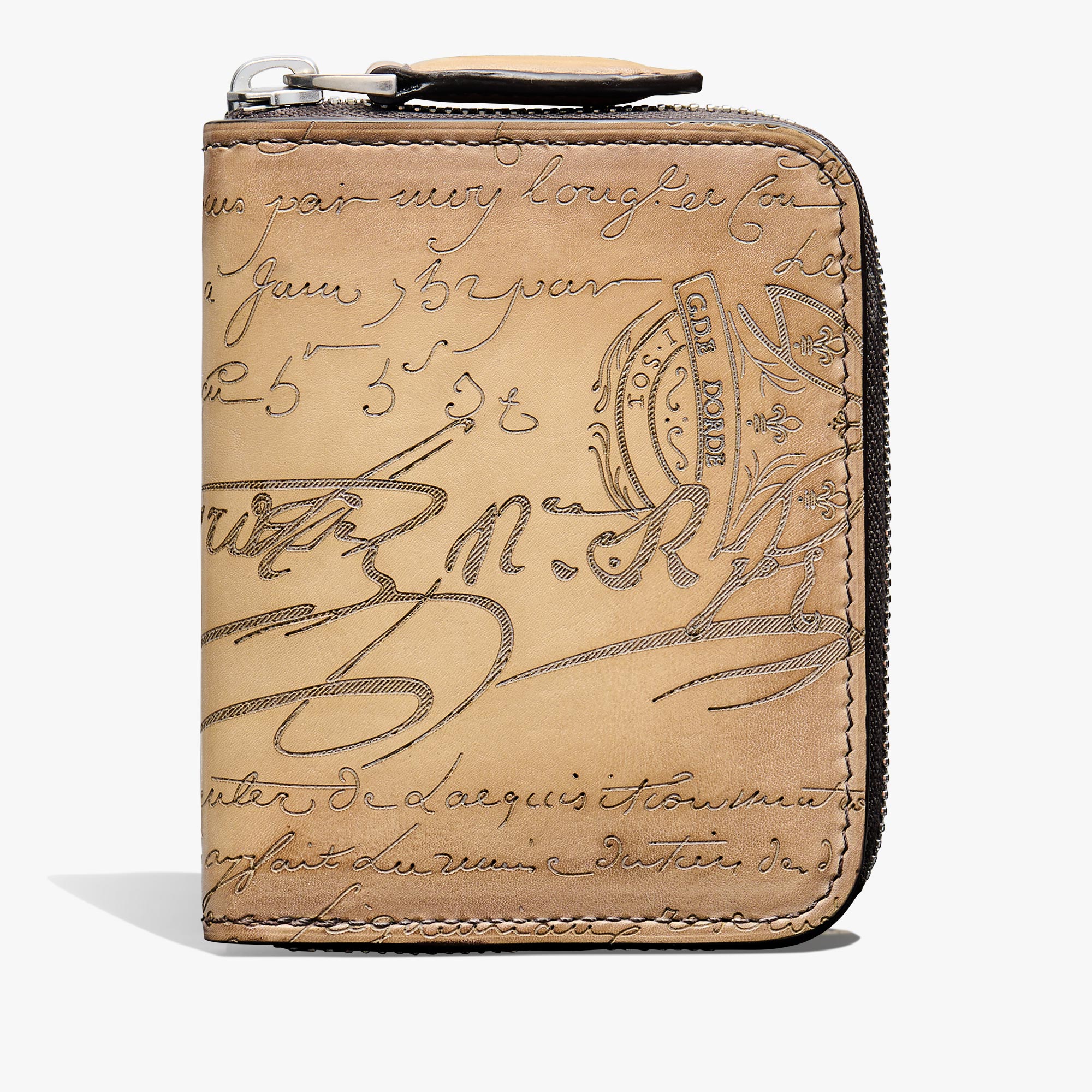 Wapa Scritto Leather Coin Purse, OSSO, hi-res