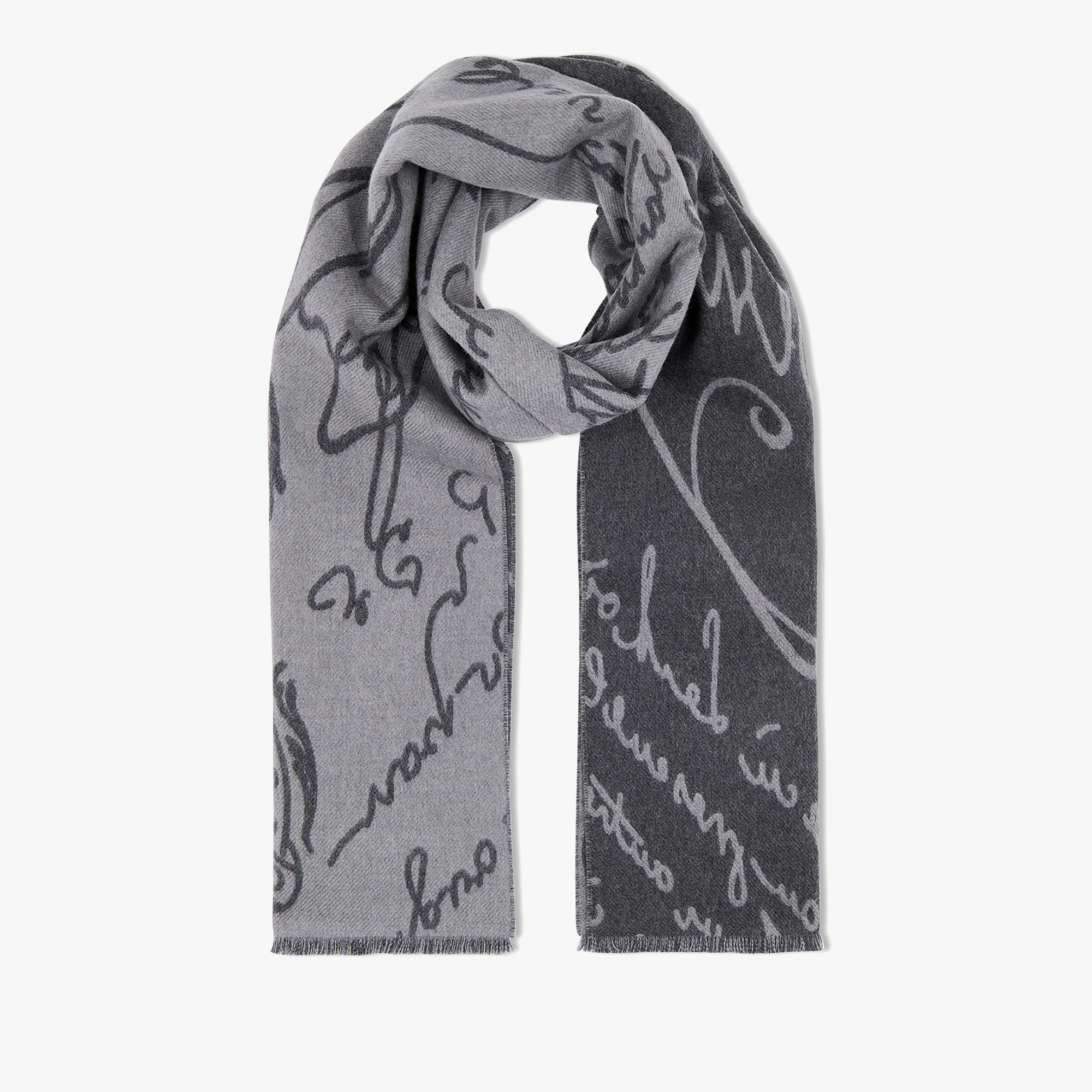 Wool Scritto Scarf, SLATE GREY, hi-res
