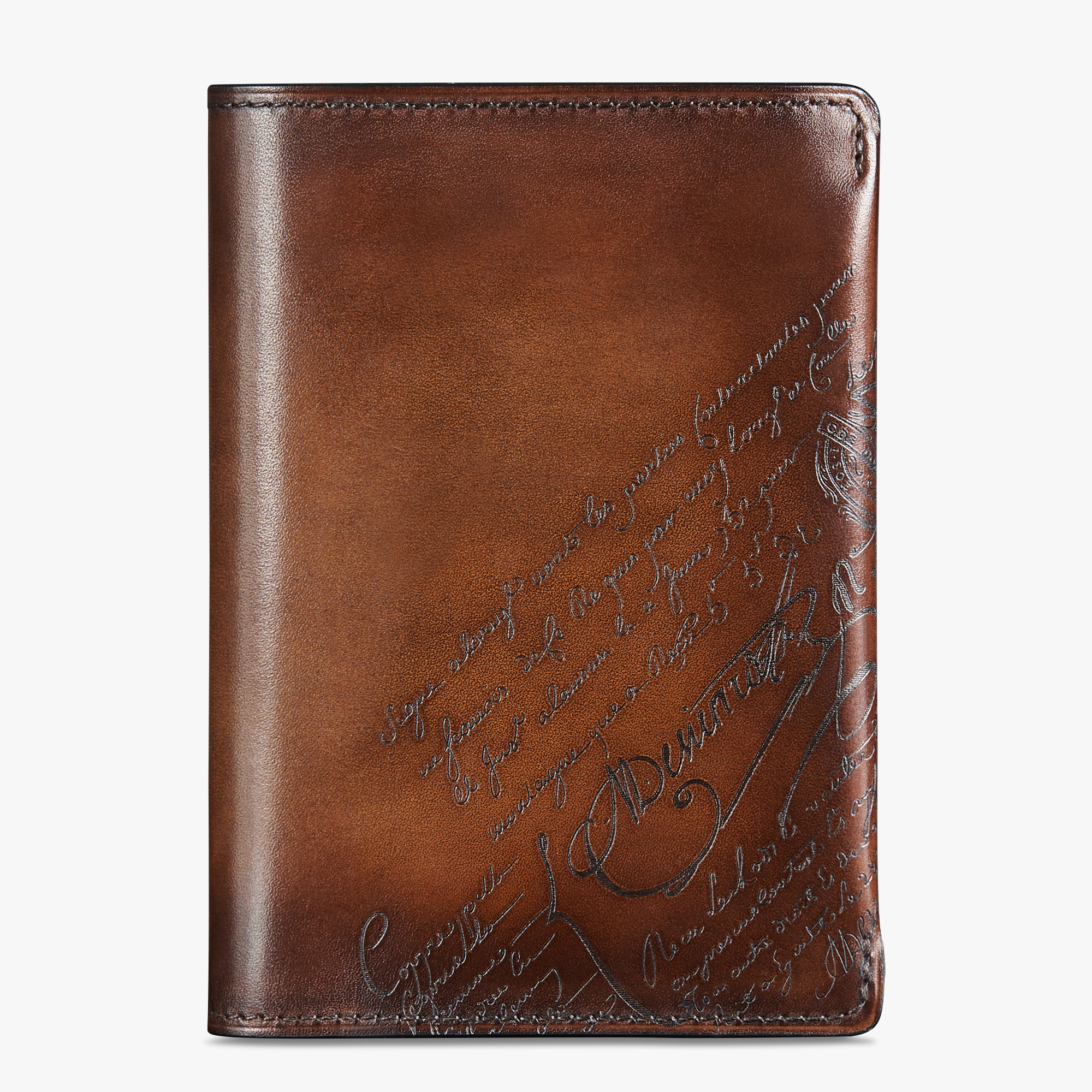 Escale Scritto Leather Passport Holder Berluti