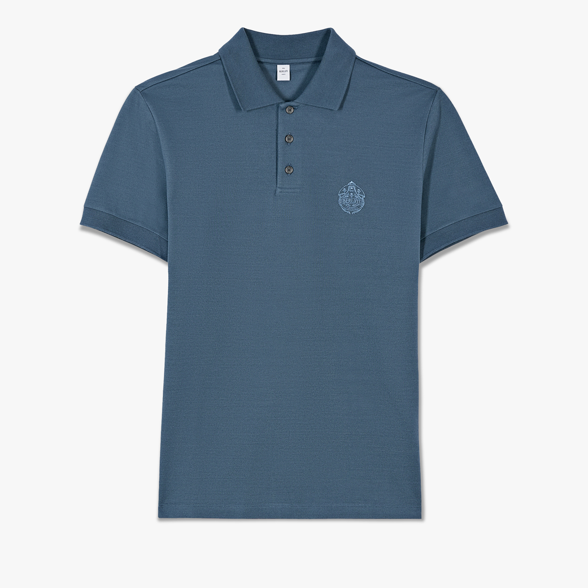Polo Shirt With Embroidered Crest, GREYISH BLUE, hi-res