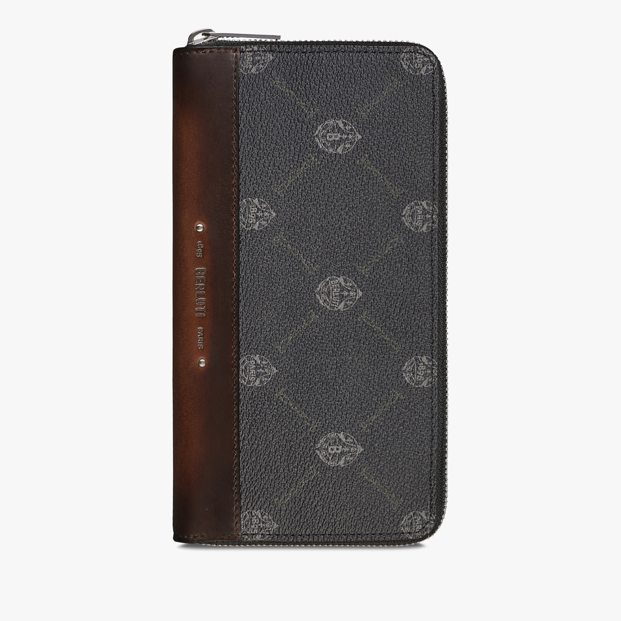 Itauba Canvas And Leather Long Zipped Wallet, BLACK + TDM INTENSO, hi-res