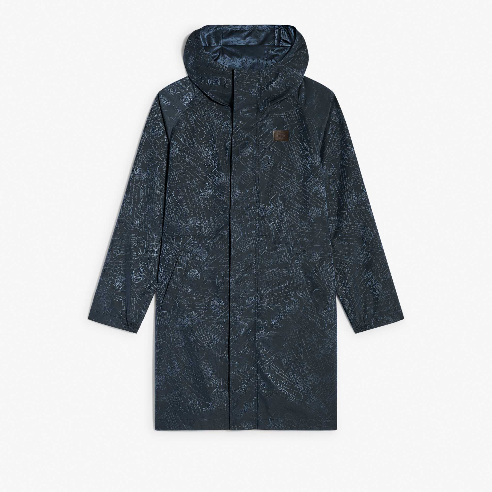 Long Packable Scritto Nylon Parka, WASHED INDIGO, hi-res