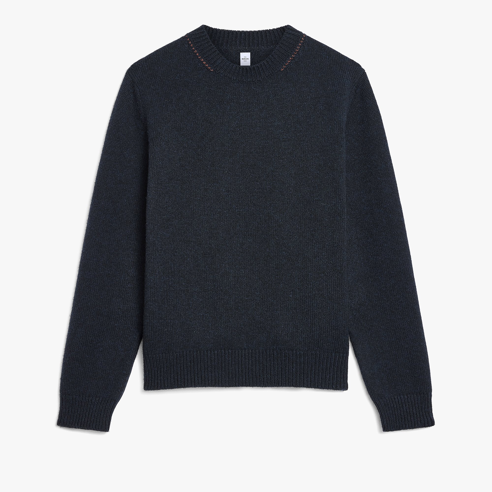 Leather Braiding Crewneck, COLD NIGHT BLUE, hi-res