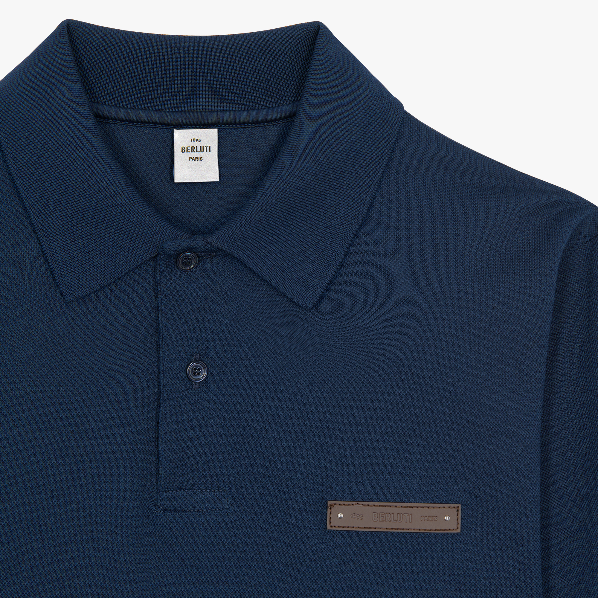 Long Sleeves Polo Shirt With Leather Tag