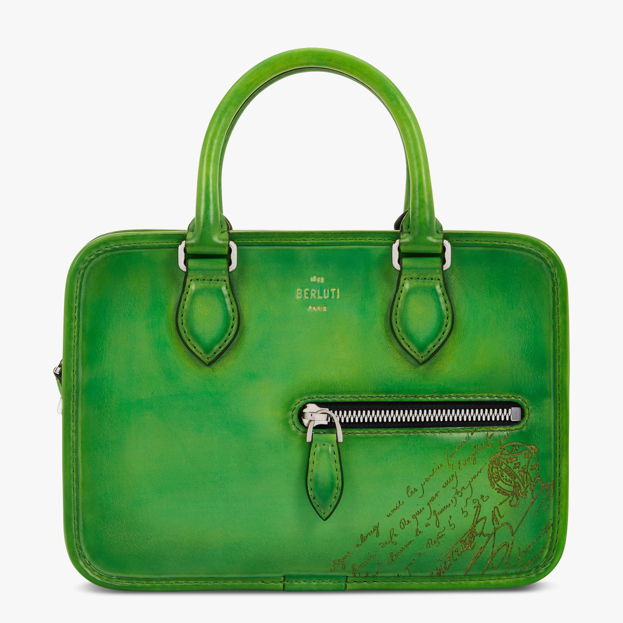 Un Jour Gulliver Scritto Leather Messenger Bag, PINJORE GARDEN GREEN, hi-res