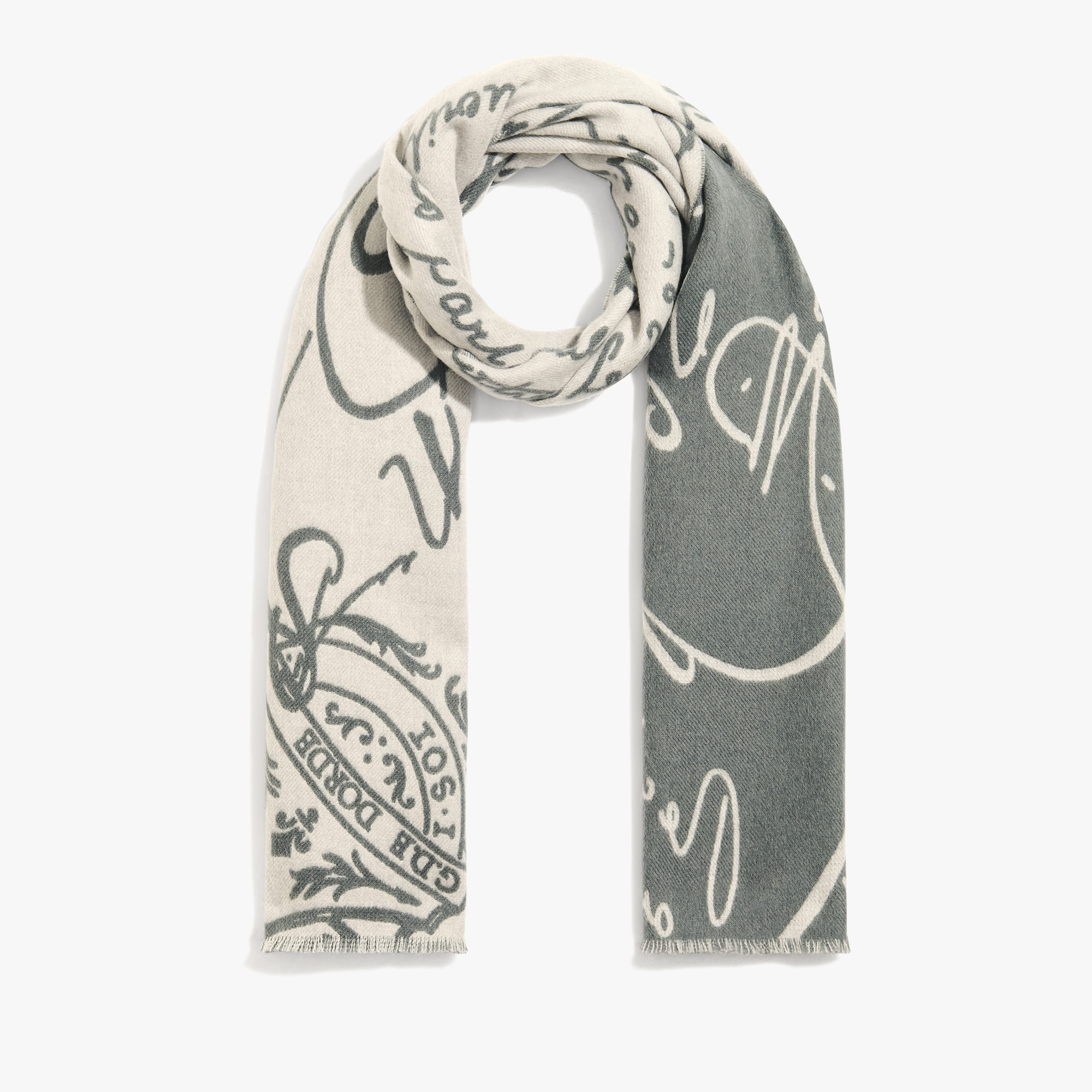 Wool Scritto Scarf, MINERAL GREEN, hi-res