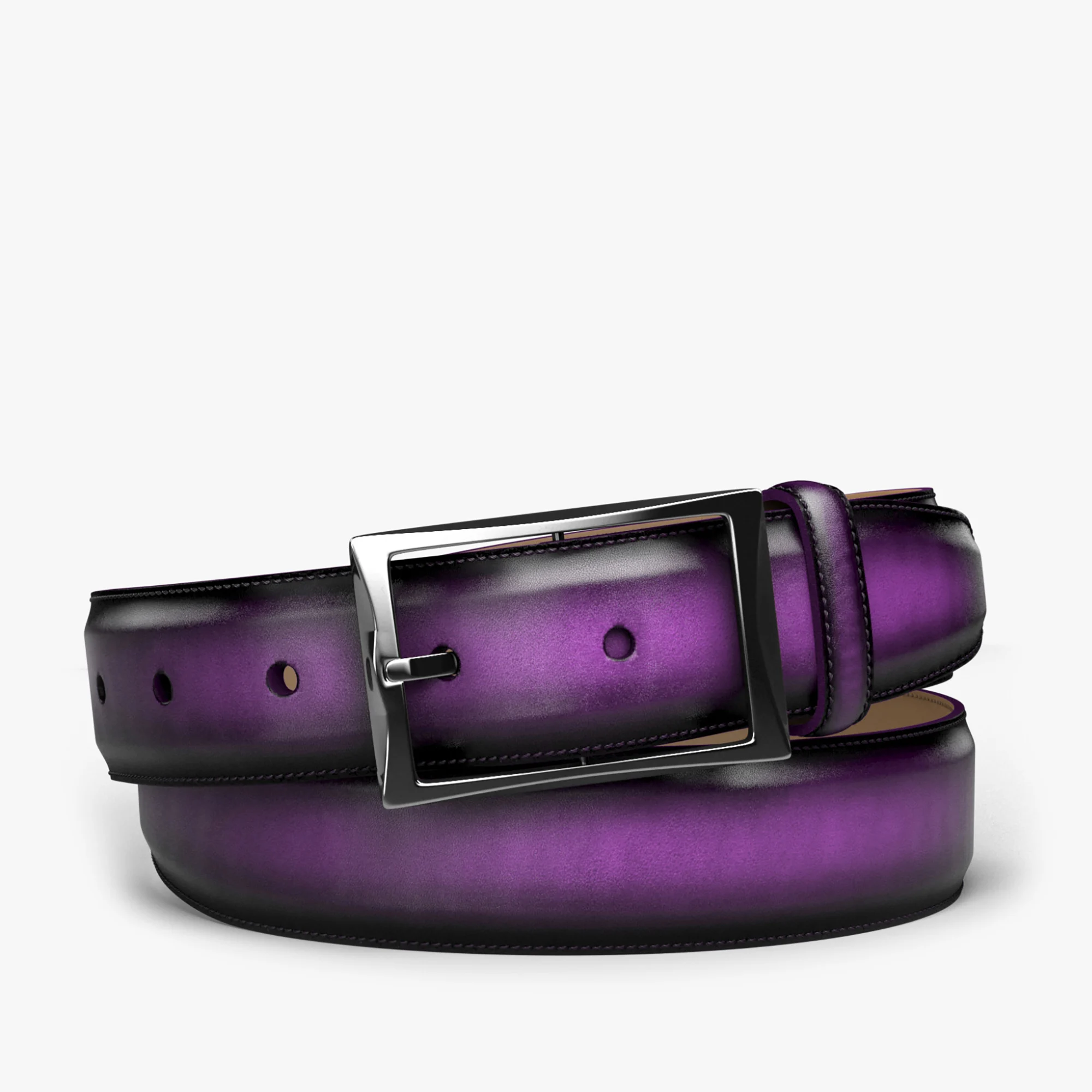 Purple Leather Belt for Men 35 mm 42 / 105 cm - Burgundy Purple | Capo Pelle