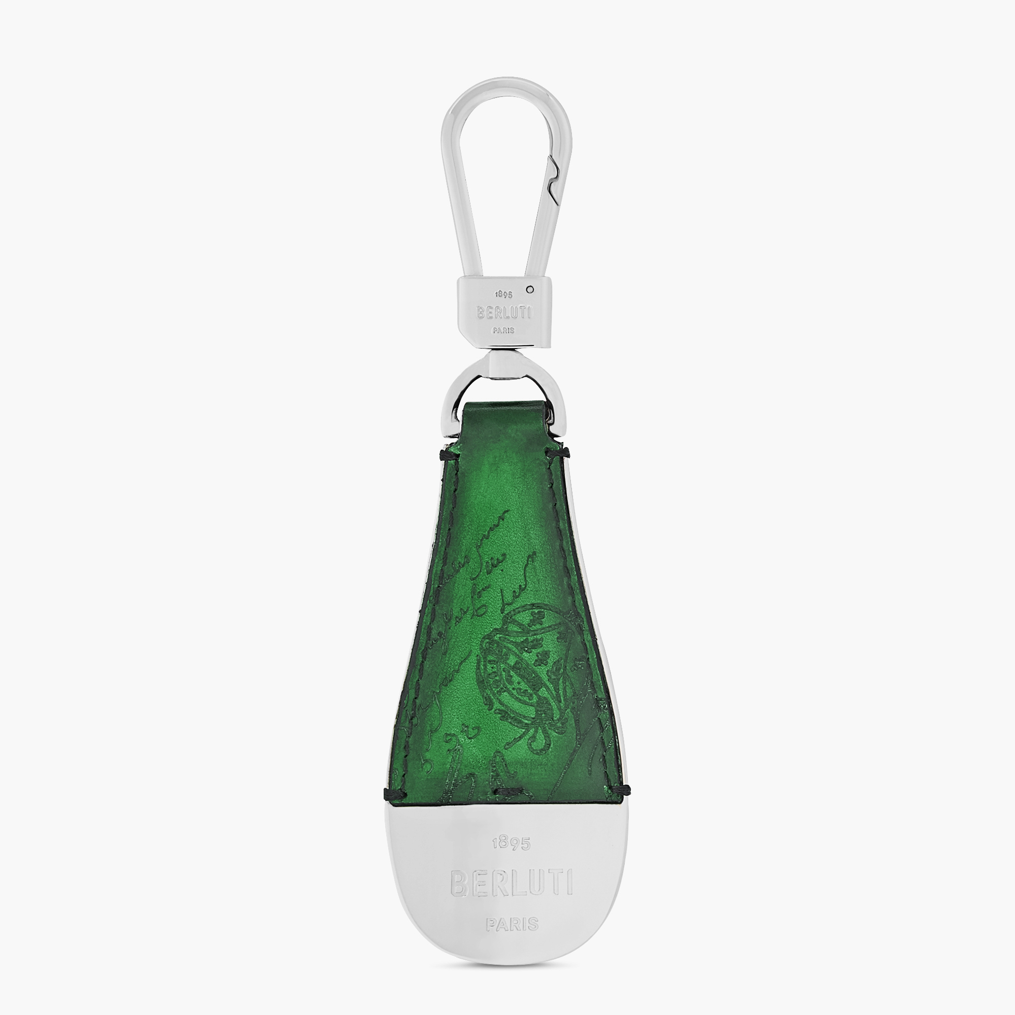 Shoehorn Scritto Leather Key Ring, PINJORE GARDEN GREEN, hi-res