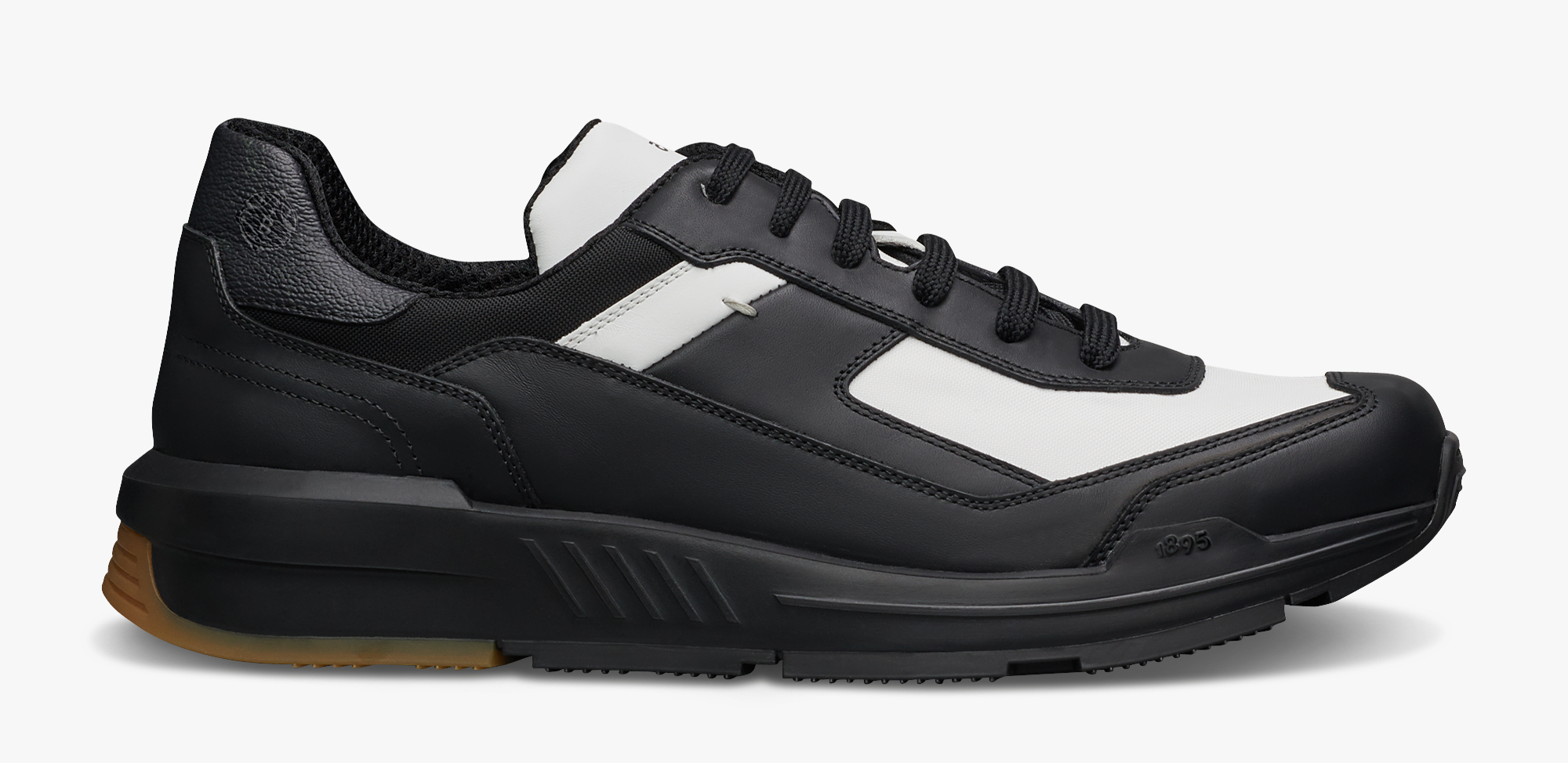 Pulse Leather and Nylon Sneaker, BLACK + WHITE, hi-res