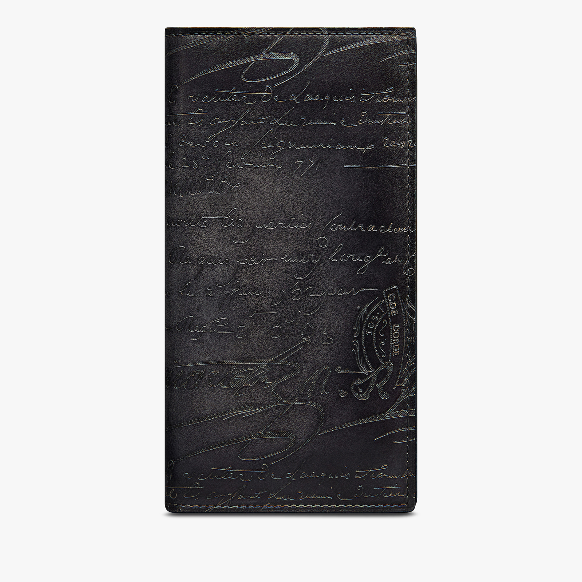 Santal Scritto Leather Long Wallet, NERO GRIGIO, hi-res