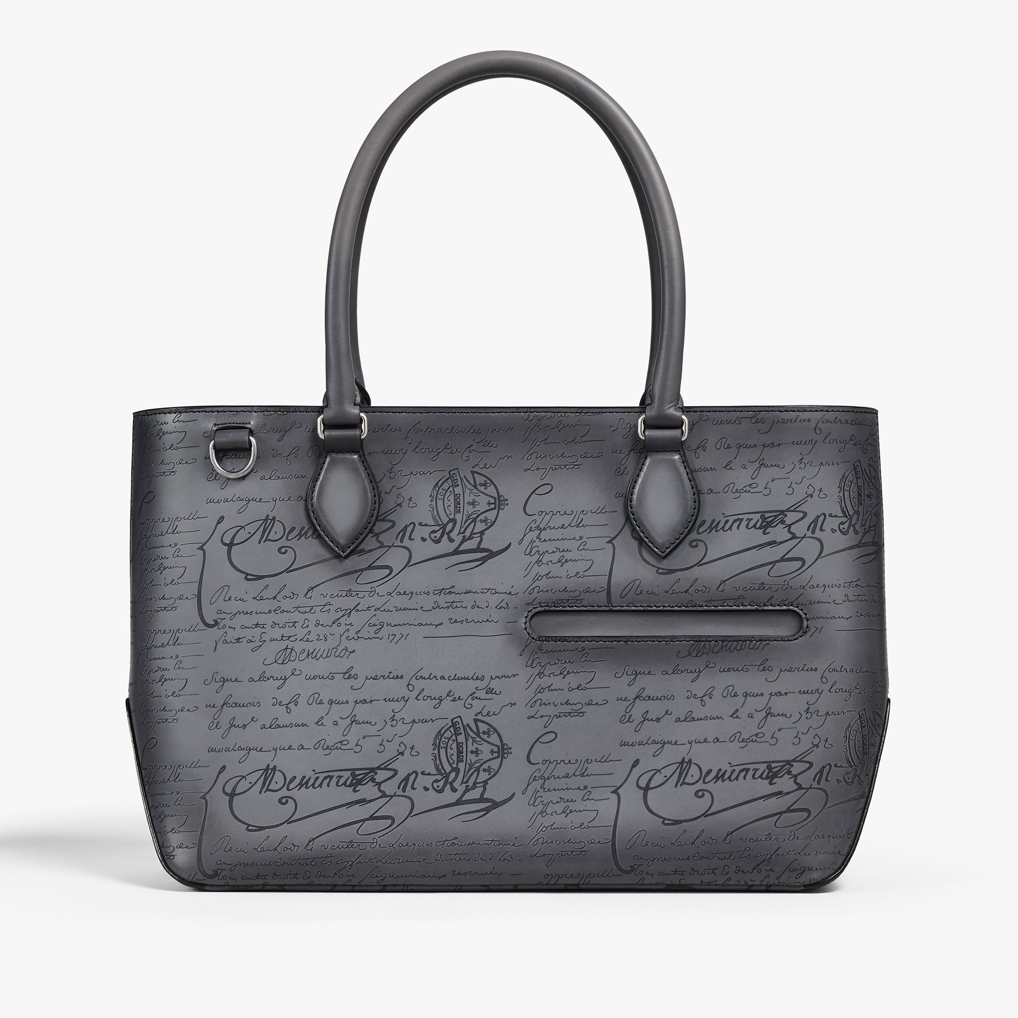 Toujours Mini Scritto Leather Tote Bag, LIGHT ALUMINIO, hi-res
