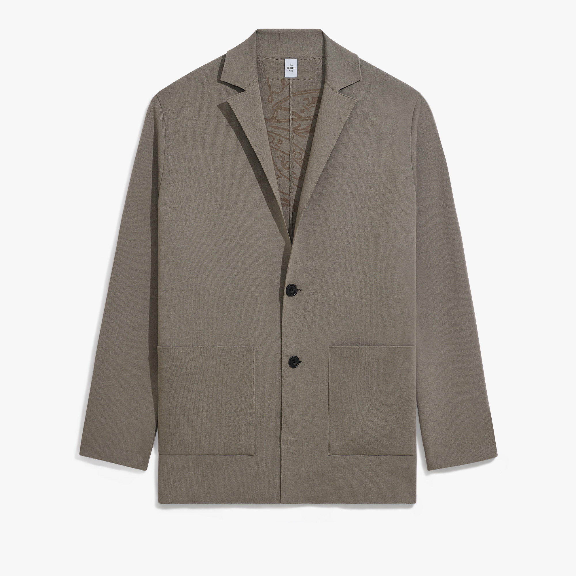 Double Face Scritto Knitted Jacket, PEBBLES GREY, hi-res
