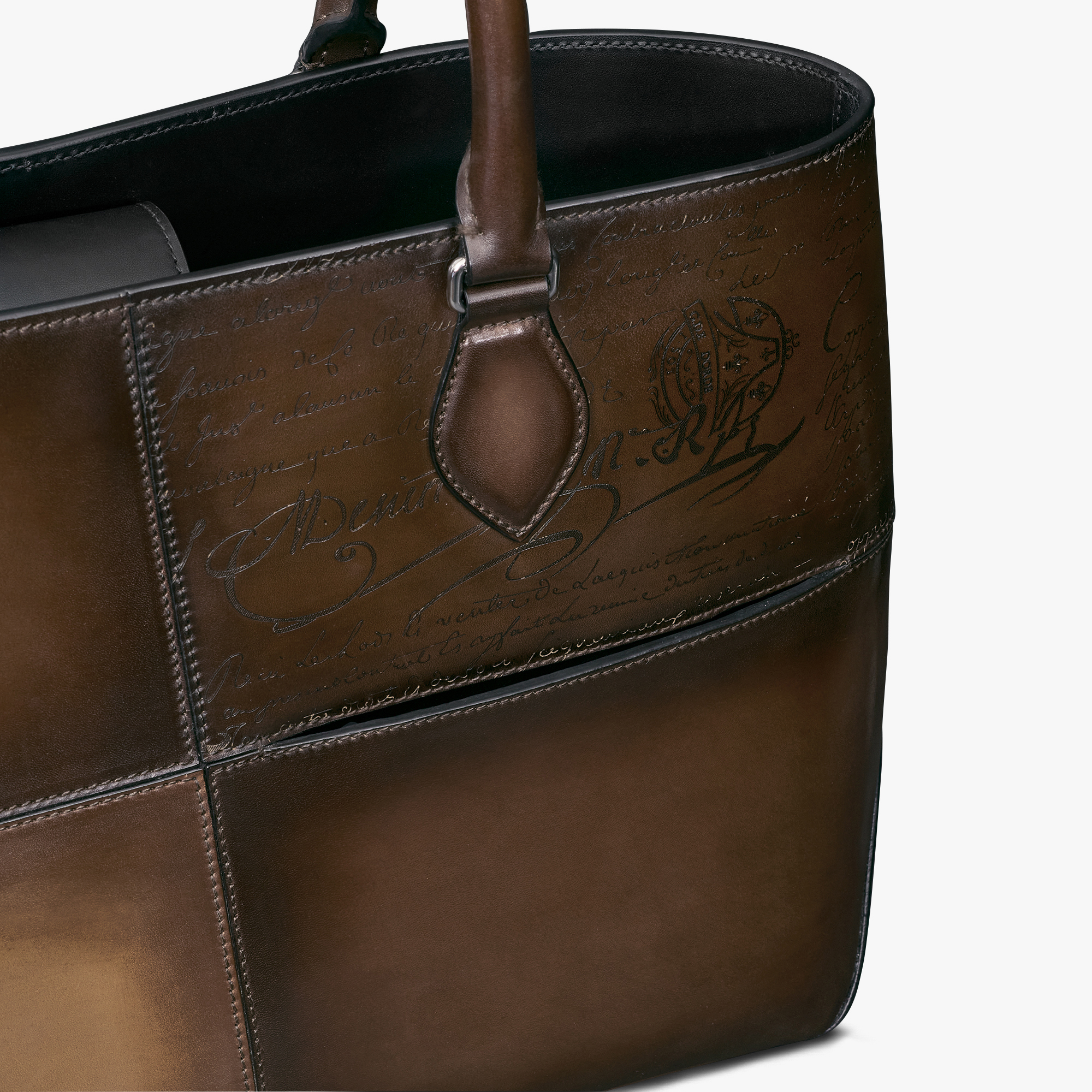新品同 銀座限定 ベルルッティ Berluti トゥジュール ミニスクリット デニム トートバッグ メンズ カリグラフィー トゥージュール 736 B622