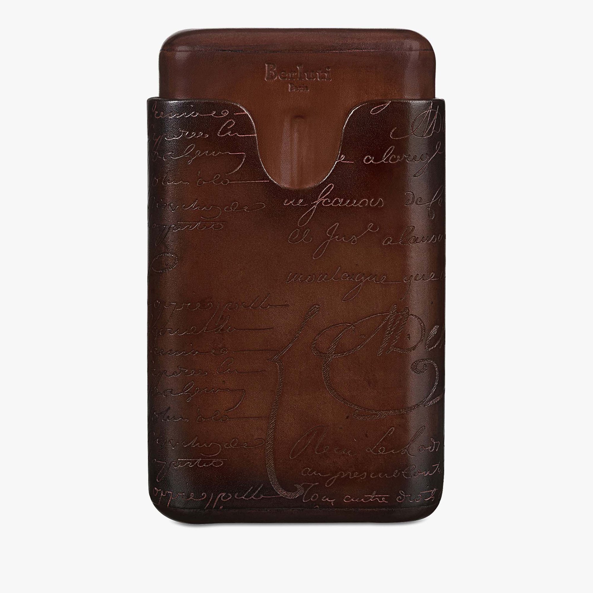 Cigar Case 4 Scritto Leather, TOBACCO BIS, hi-res