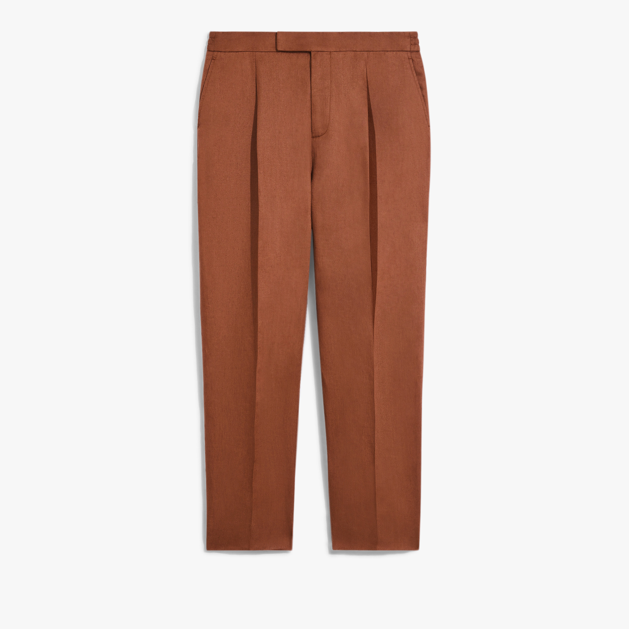 Linen Relaxed Trousers, RUSSET BROWN , hi-res