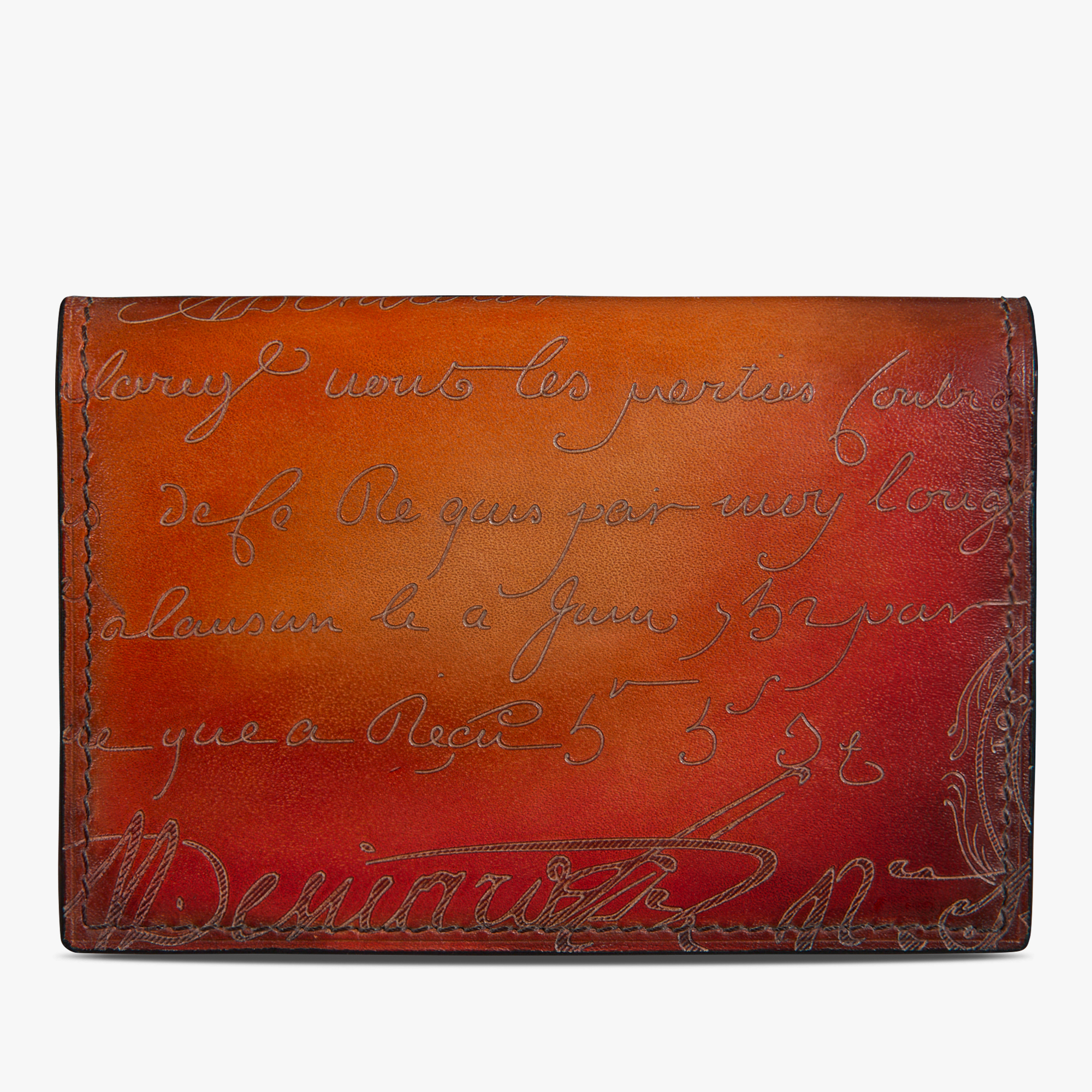 Imbuia Scritto Leather Card Holder, RED SUNSET, hi-res