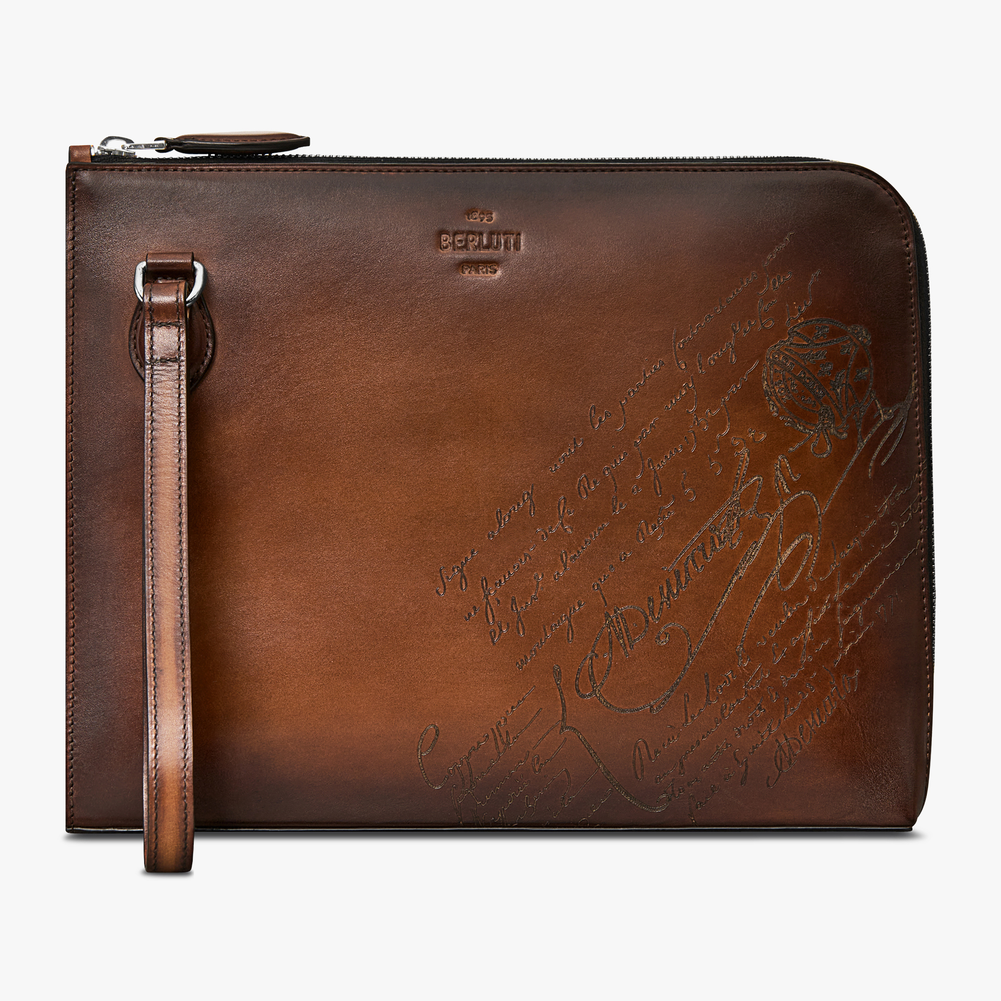 Nino Volume Strap Scritto Leather Clutch Berluti BE
