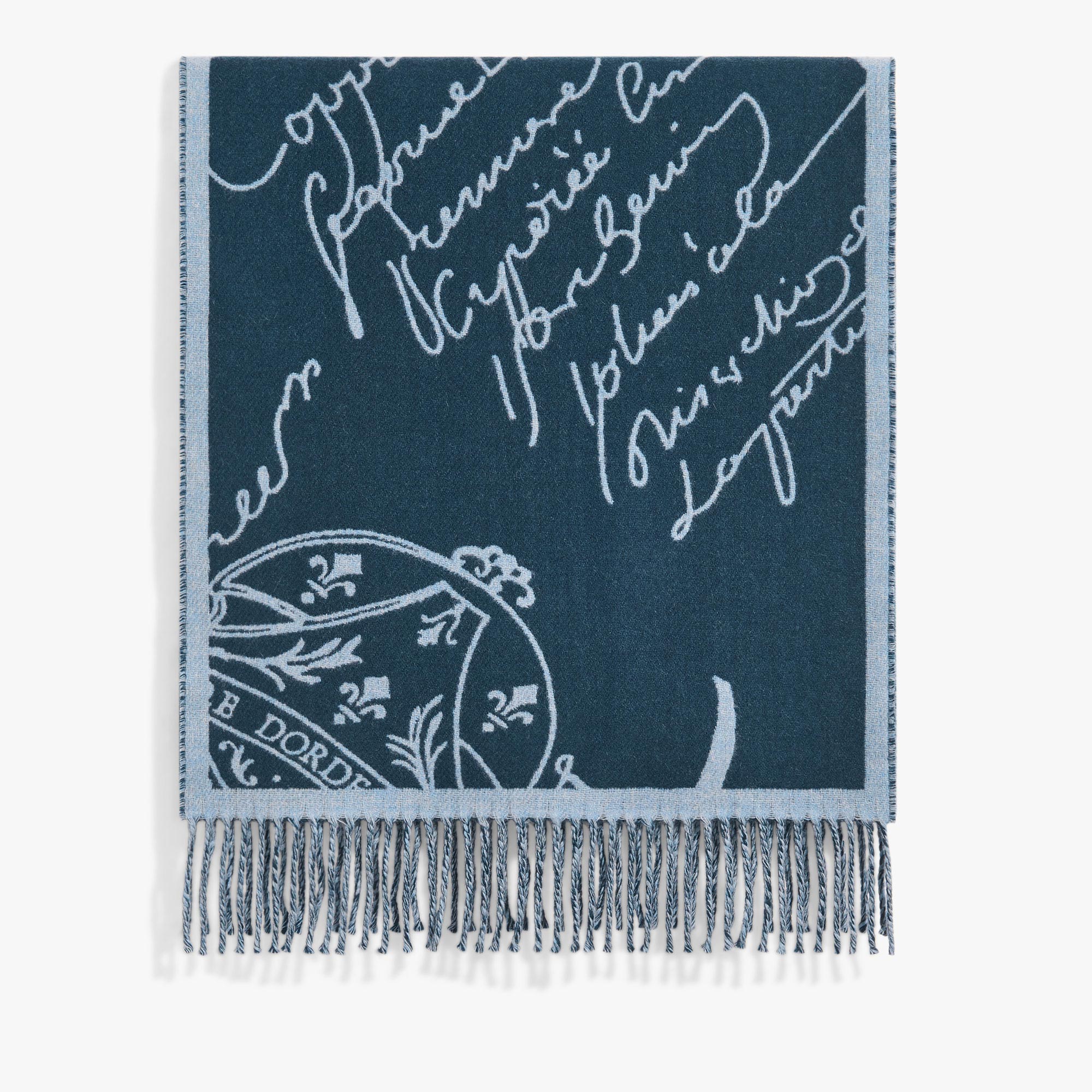 Double Face Herringbone / Scritto Scarf, TITANIUM BLUE, hi-res