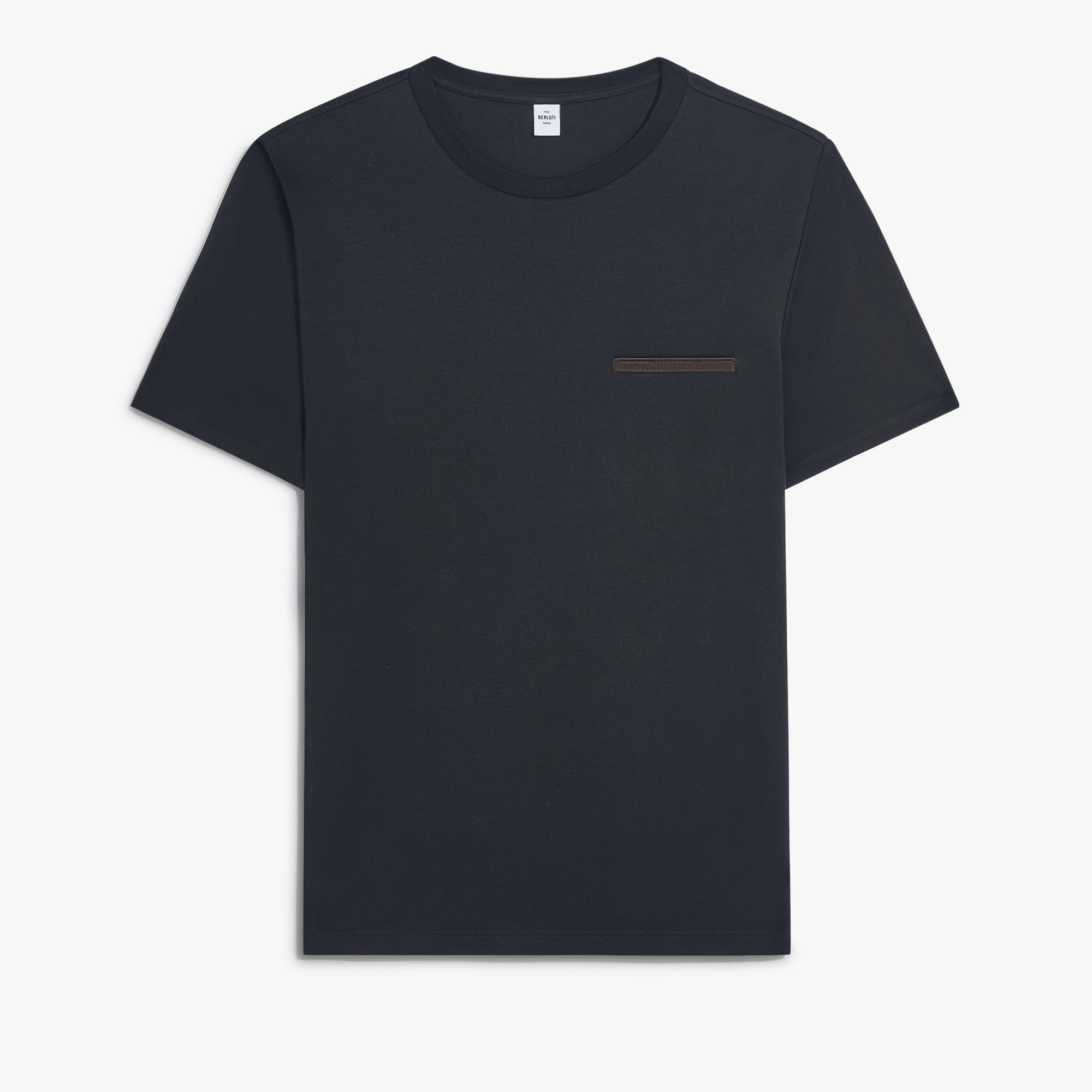 レザータブ ポケット Tシャツ, NOIR, hi-res
