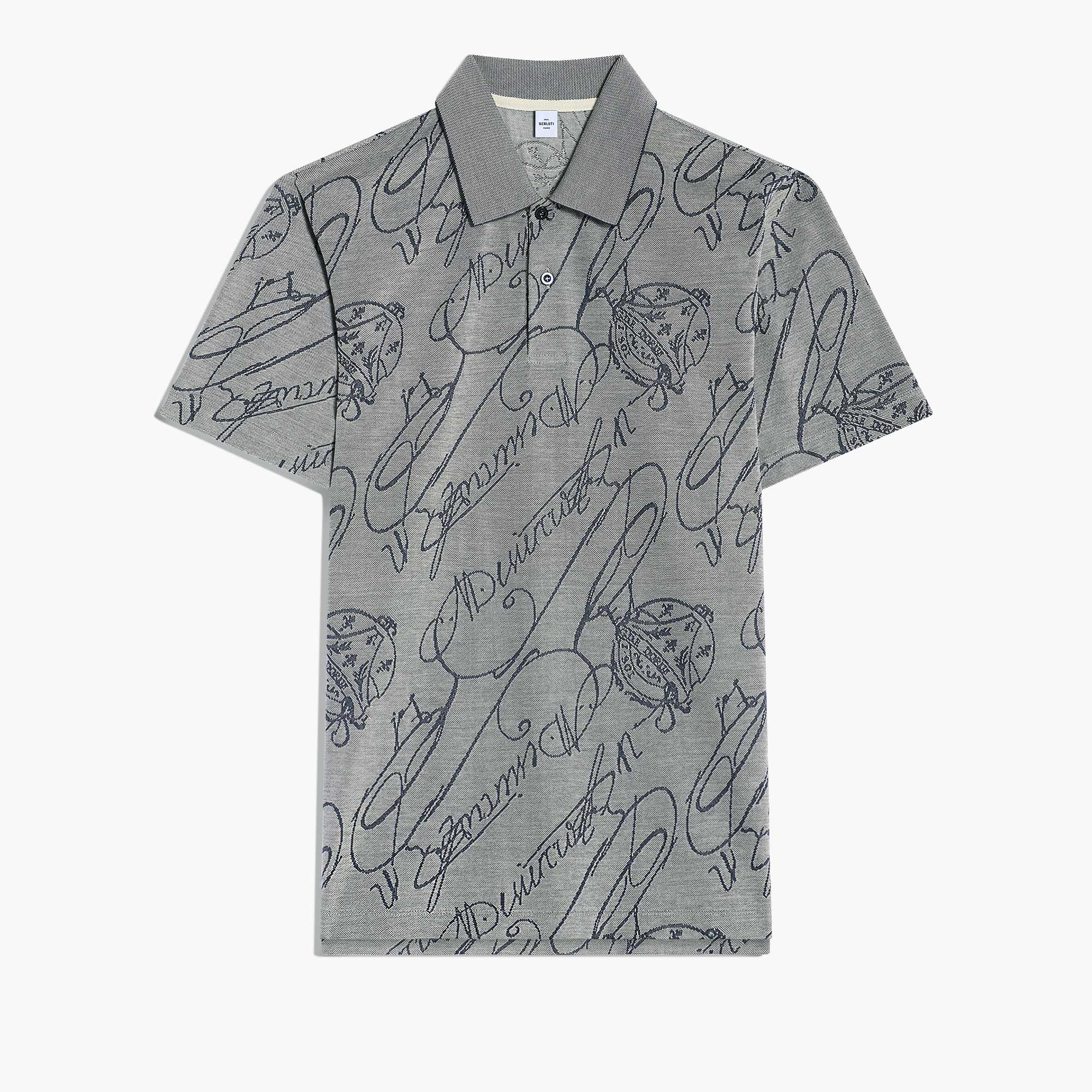 Polo Piqué Changeant Avec Scritto Arabesque, SILVER GREY, hi-res