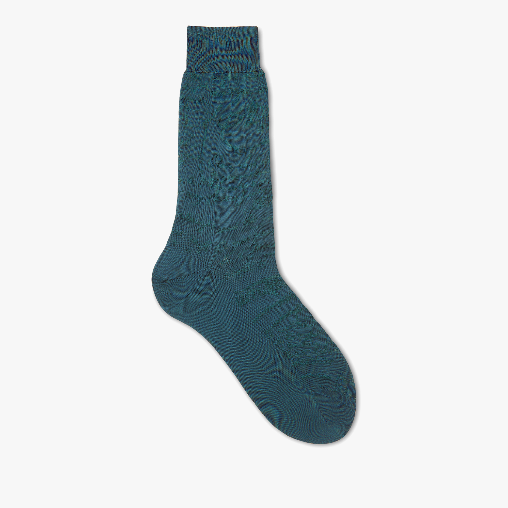 Cotton Scritto Socks, PETROLE, hi-res
