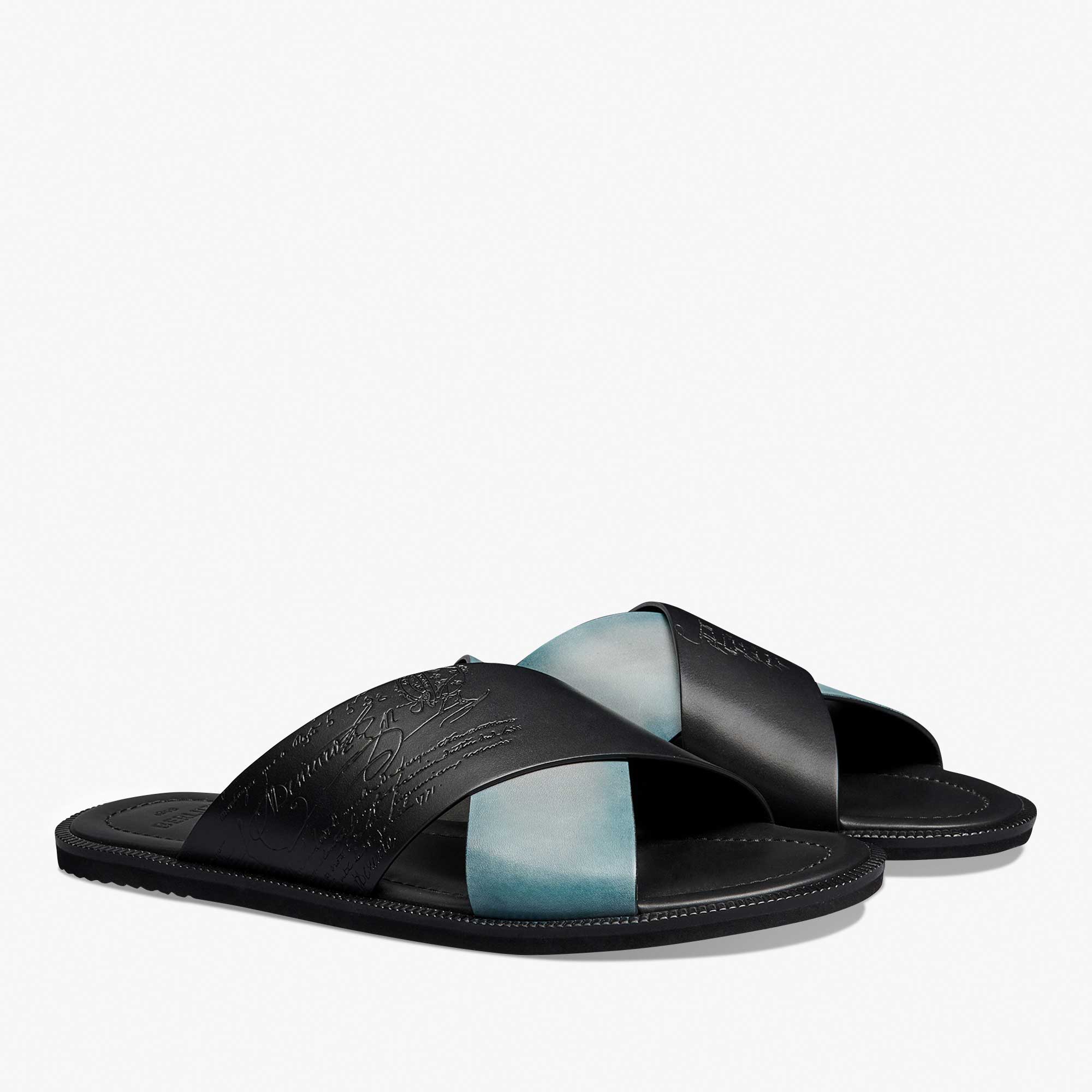【Berluti】Sifnos レザー スクリット レザー サンダル Sifnos Scritto Leather Sandal | Berluti US