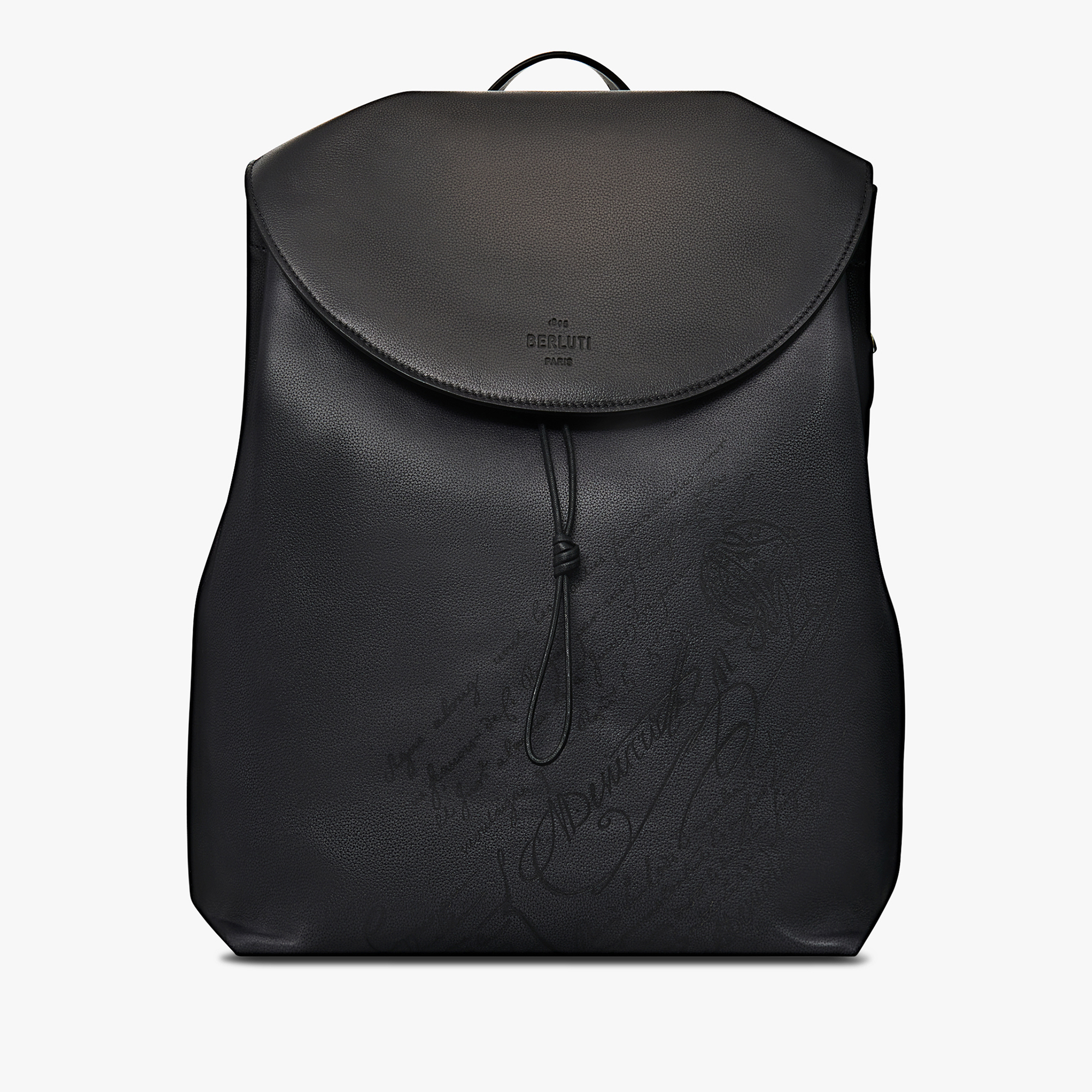 Late Hour Scritto Swipe Soft Leather Backpack, NERO GRIGIO, hi-res
