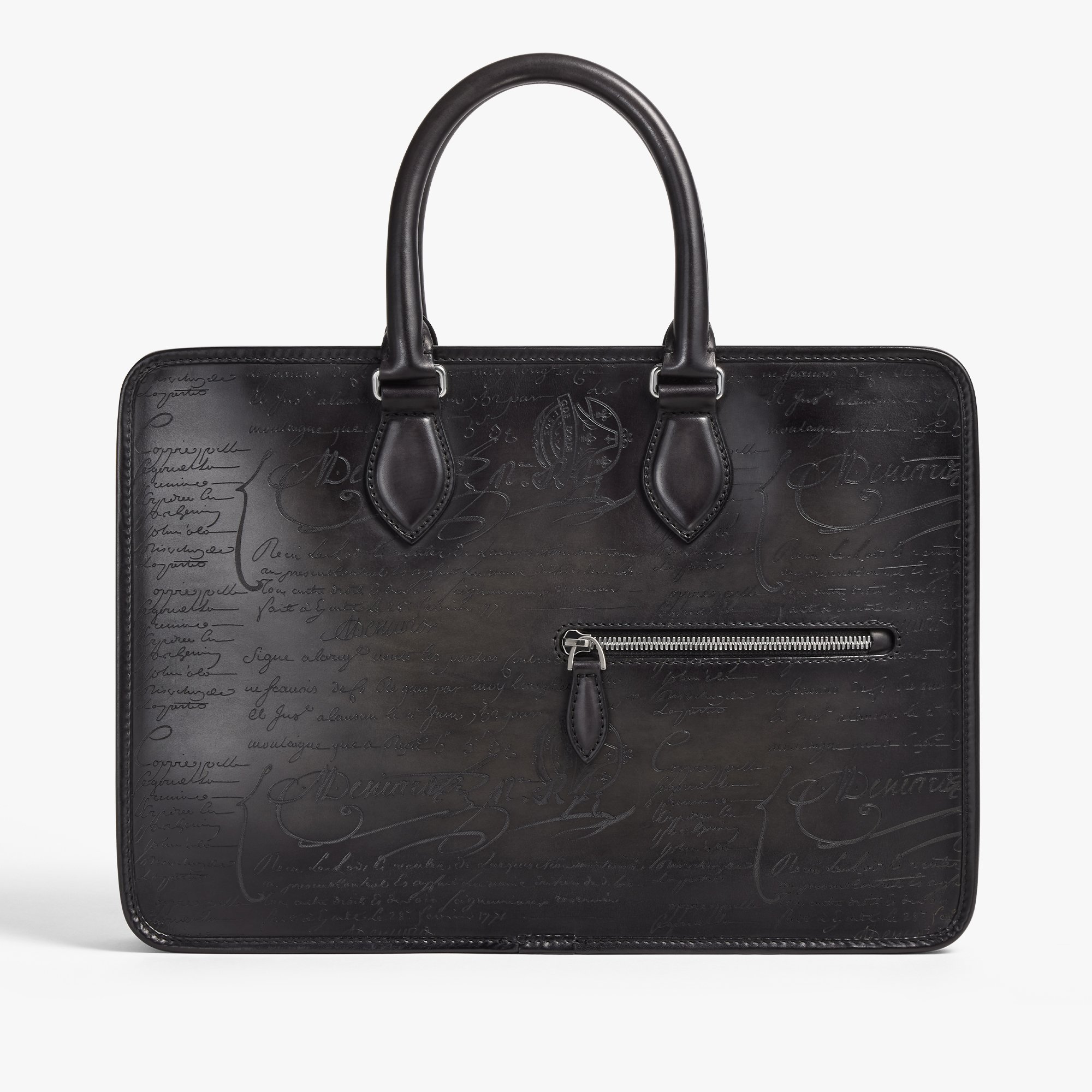 Un Jour Mini Scritto Leather Briefcase, NERO GRIGIO, hi-res