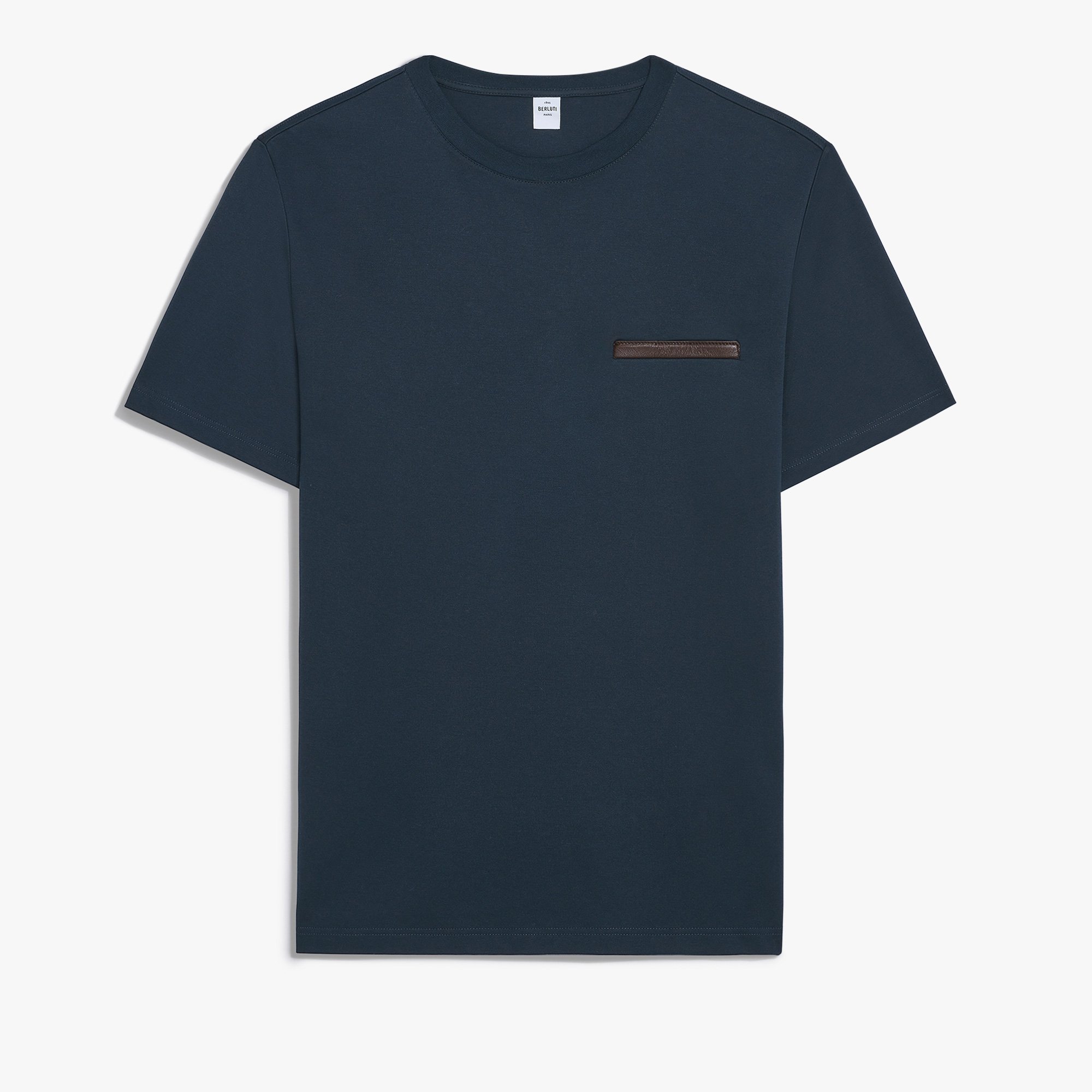 Leather Tab Pocket T-shirt, MARINE, hi-res