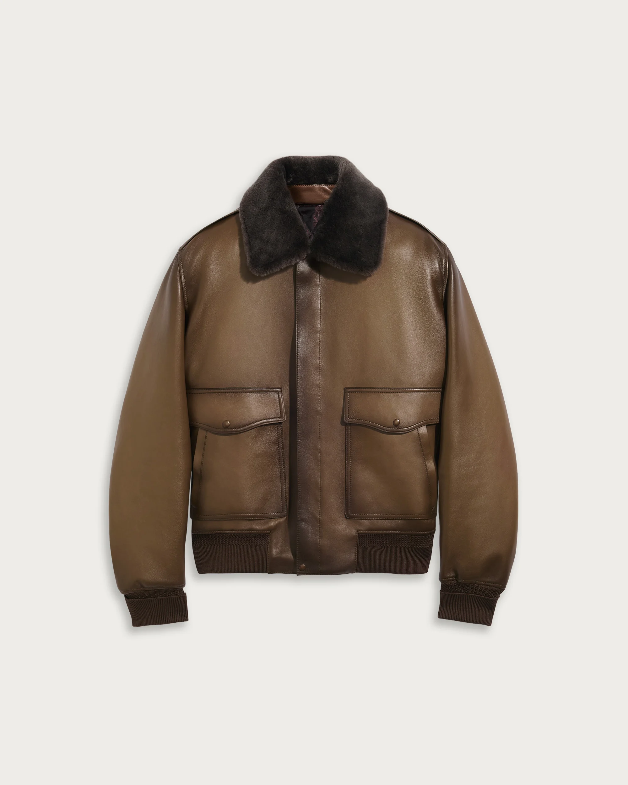 Patina Flight Jacket with Shearling Collar