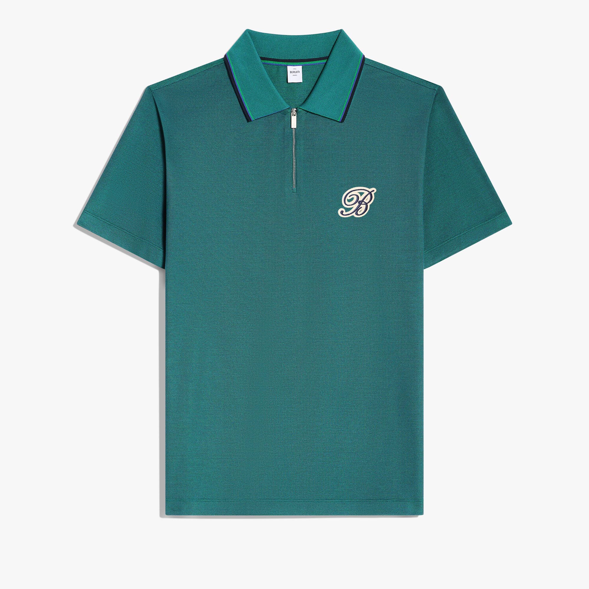 Active Gradient Zipped Polo Pique, LEISURE VALLEY GREEN, hi-res