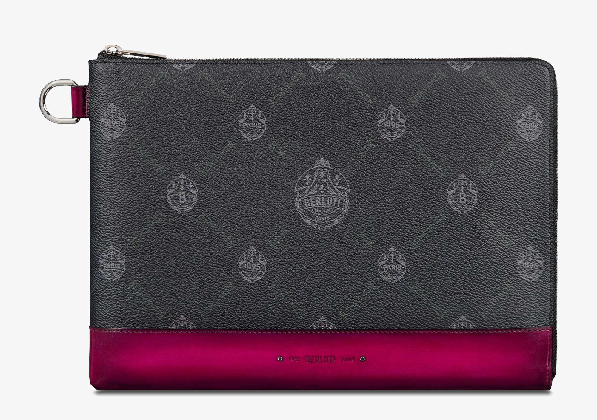 Nino GM Canvas and Leather Clutch, BLACK + ROSE GARDEN PINK, hi-res