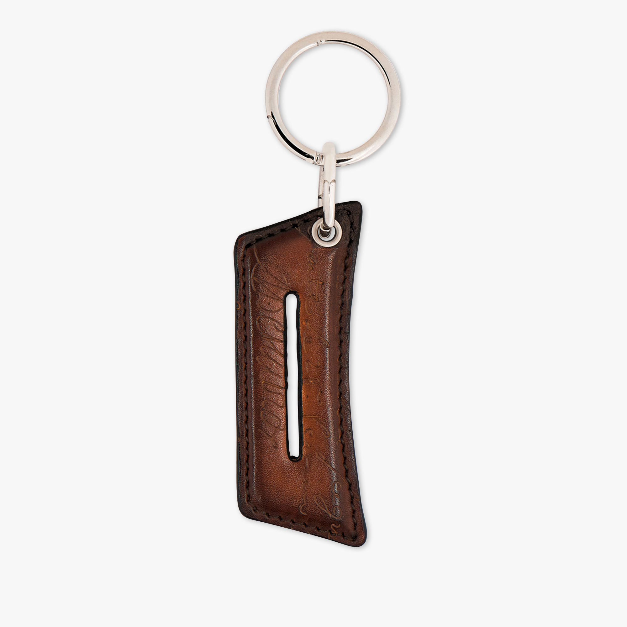 Andy Strap Scritto Leather Key Ring, CACAO INTENSO, hi-res