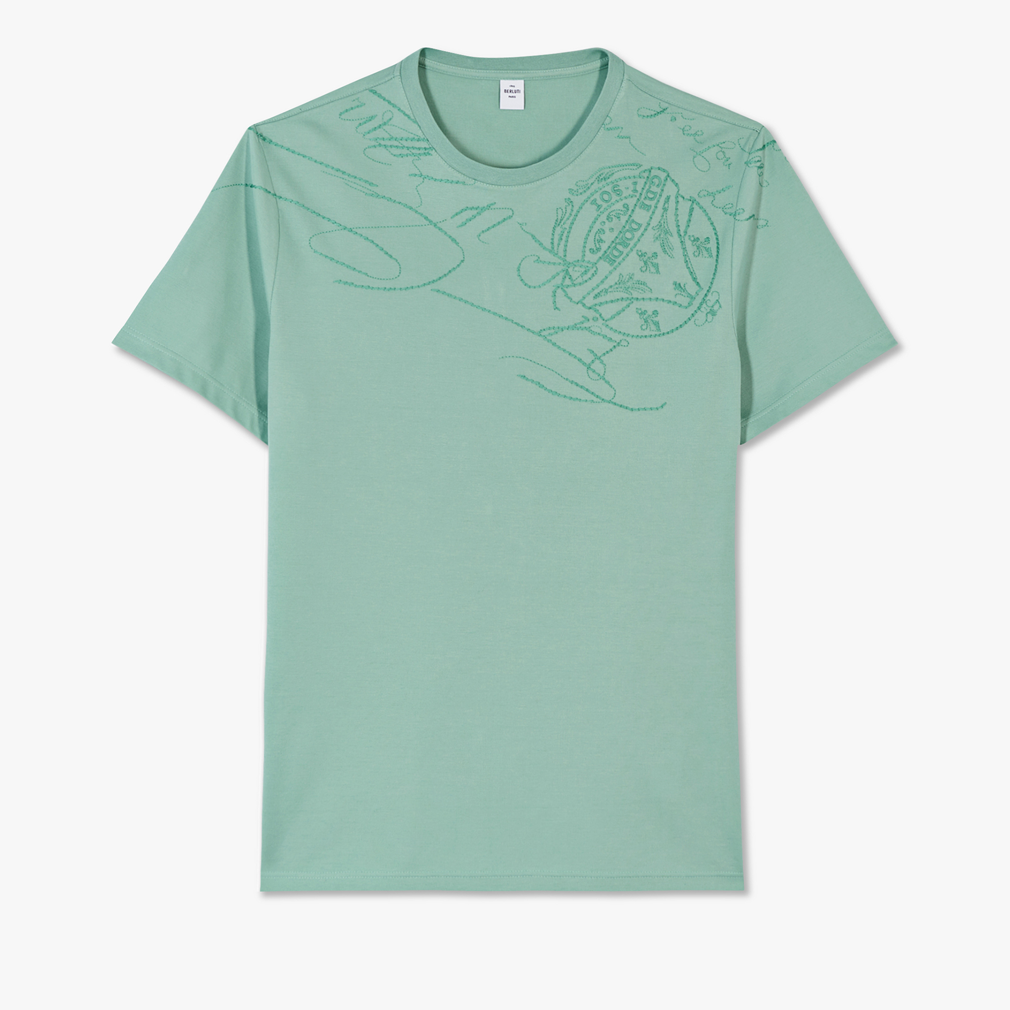 Embroidered Scritto T-Shirt, ALMOND GREEN, hi-res