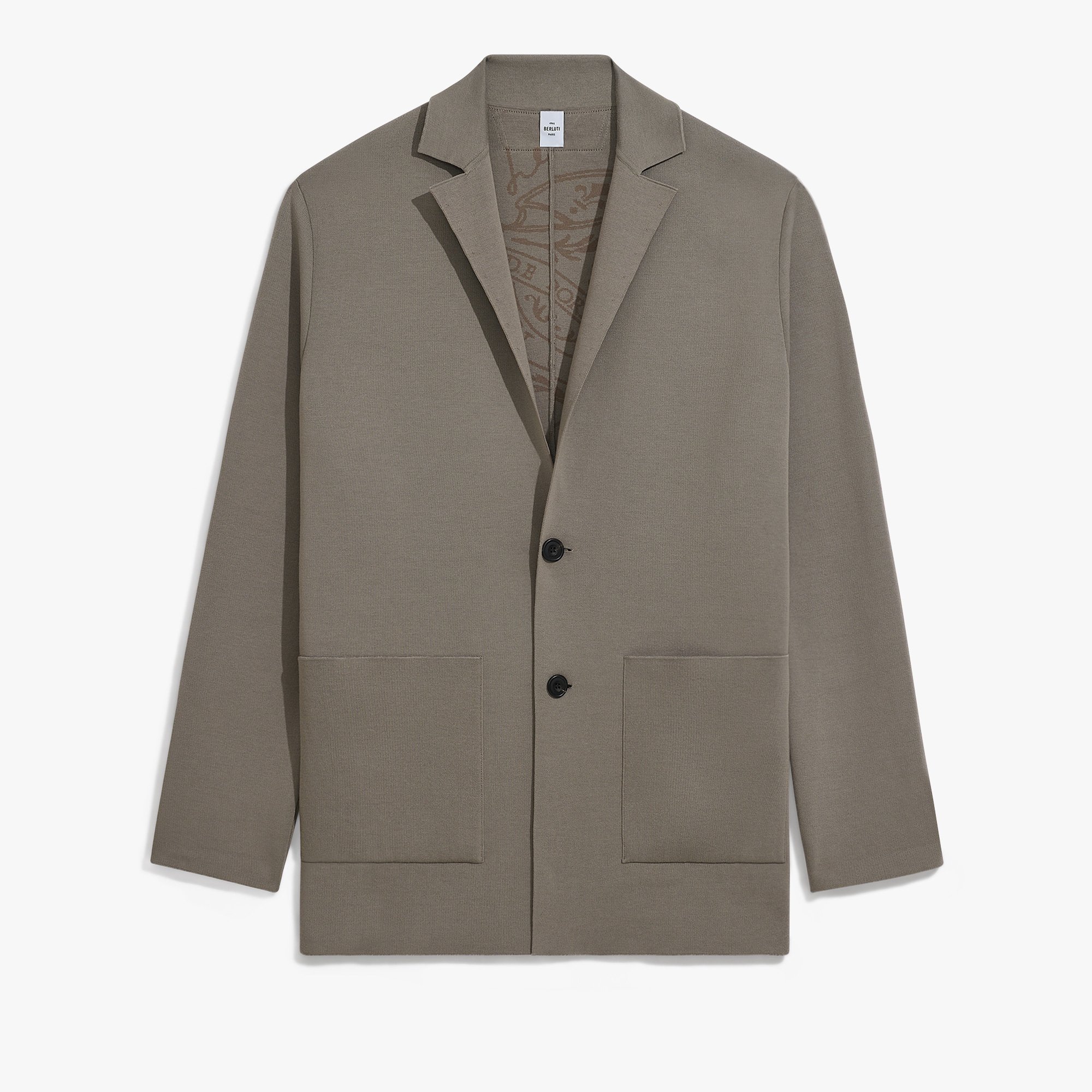 Double Face Scritto Knitted Jacket, PEBBLES GREY, hi-res