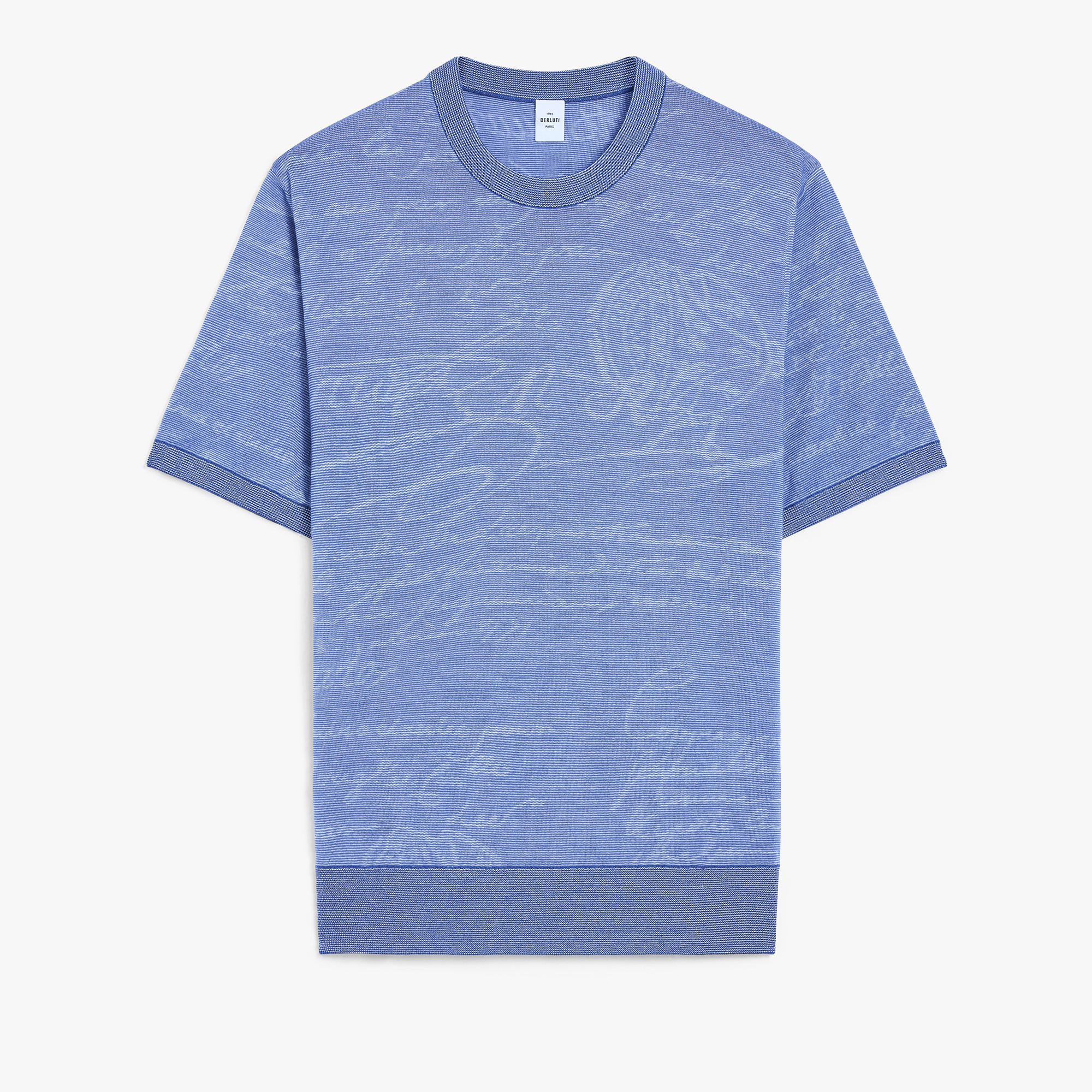 Light Scritto Wool Short Sleeves Crewneck, HELVETIA BLUE, hi-res