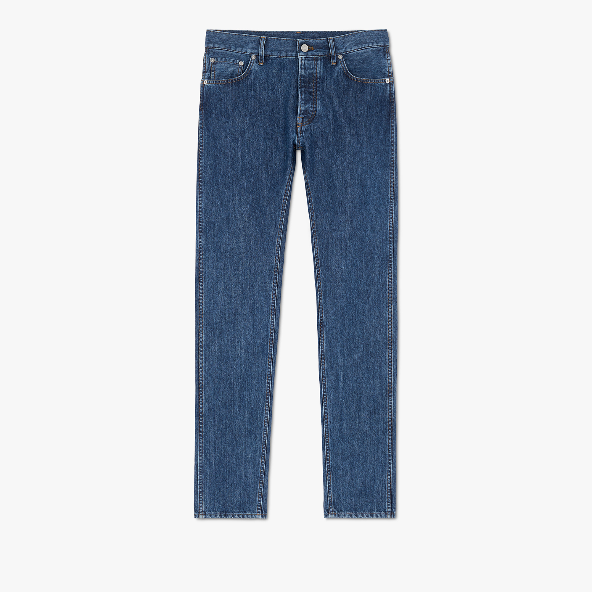 Denim Trousers With Scritto, BLUE DENIM, hi-res