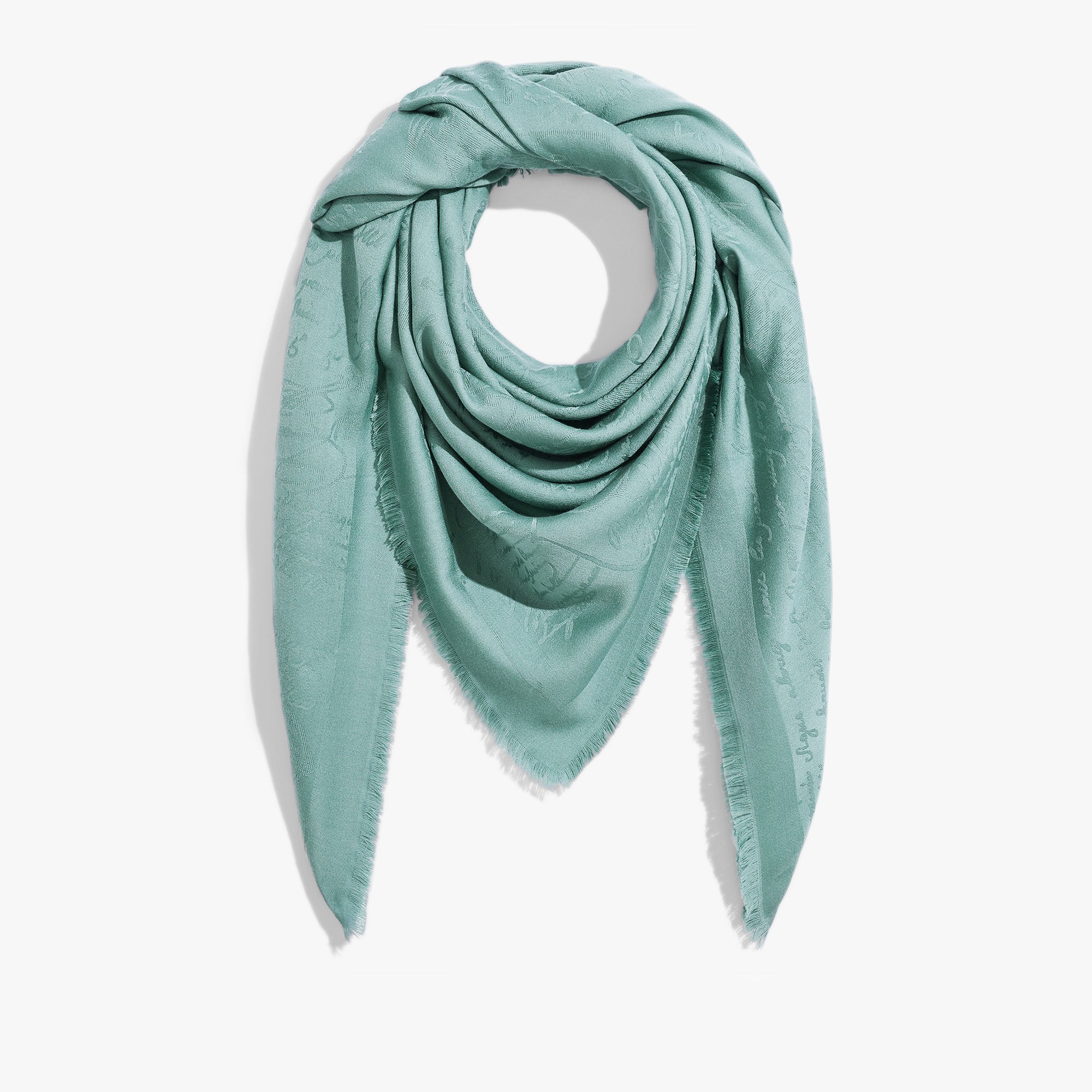 Wool & Silk Scritto Scarf, CELADON, hi-res