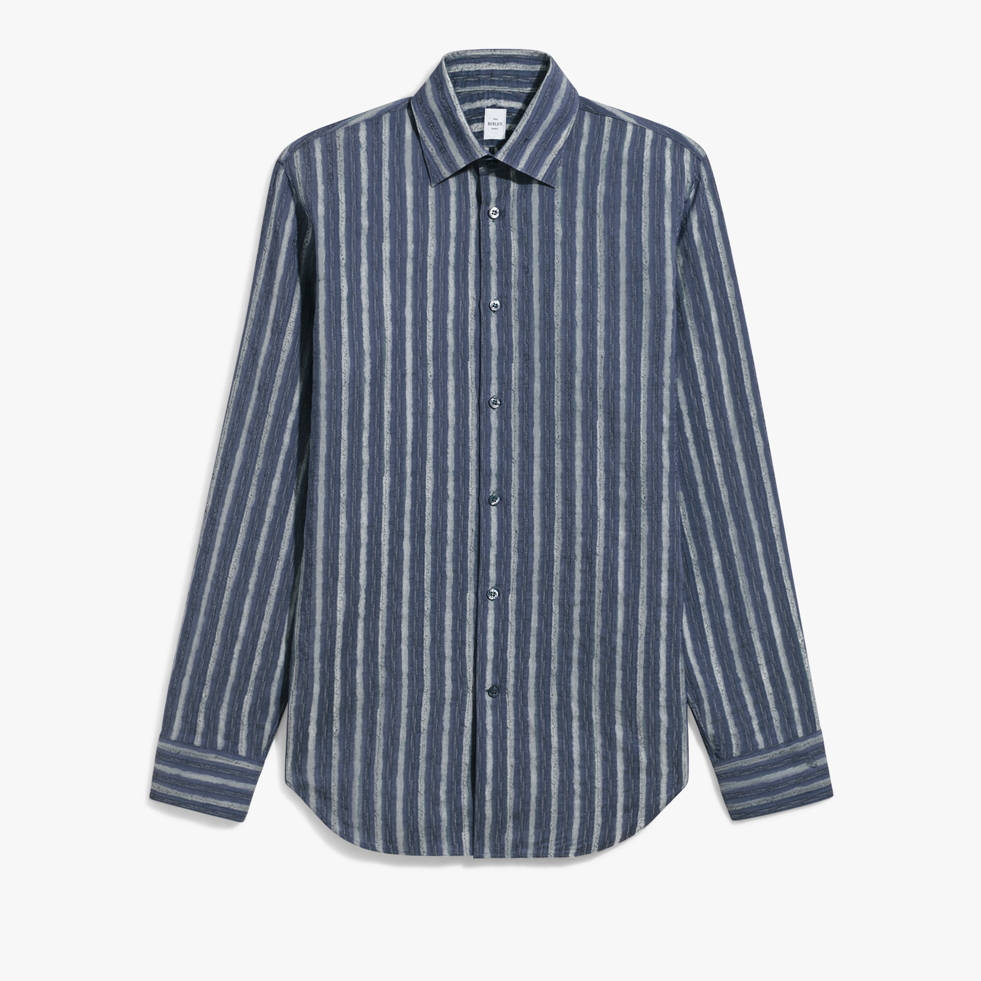 Alessandro Striped Scritto Shirt, BLUE SCRITTO STRIPES, hi-res