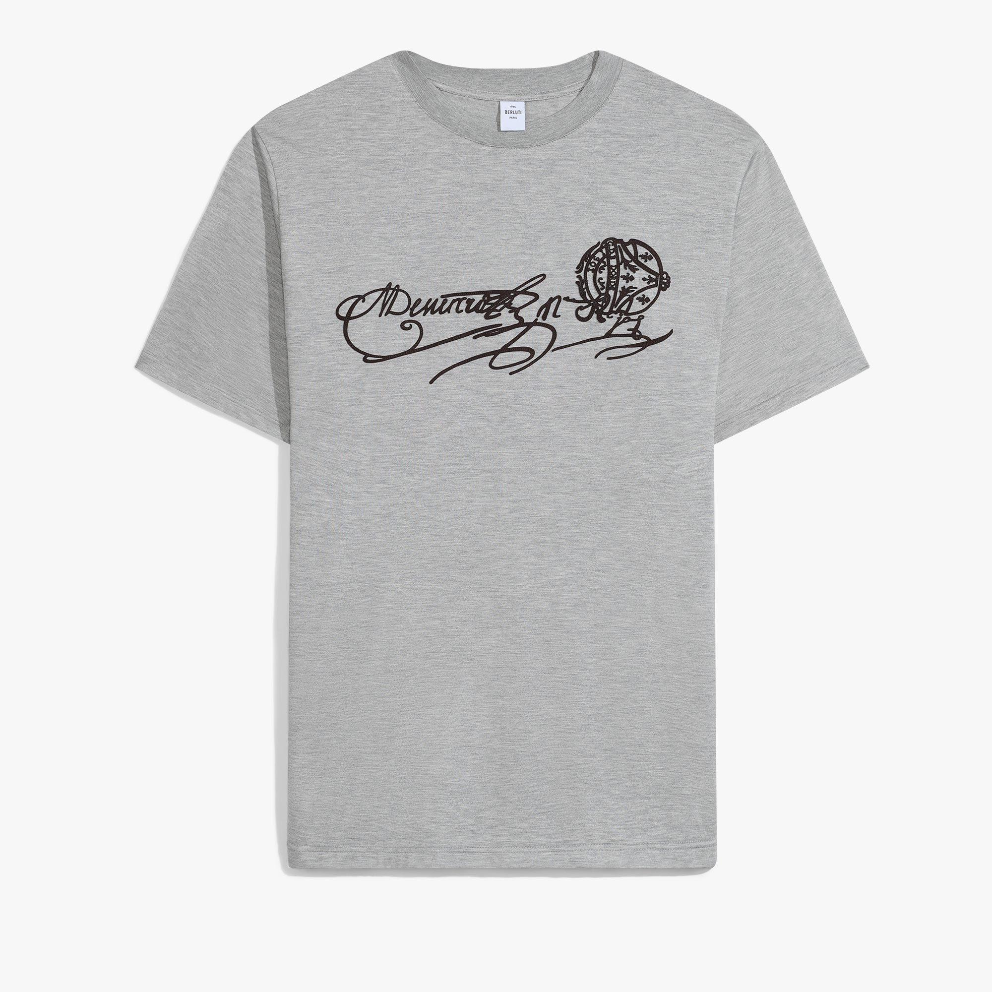 Suede Effect Scritto T-Shirt, SILVER GREY, hi-res