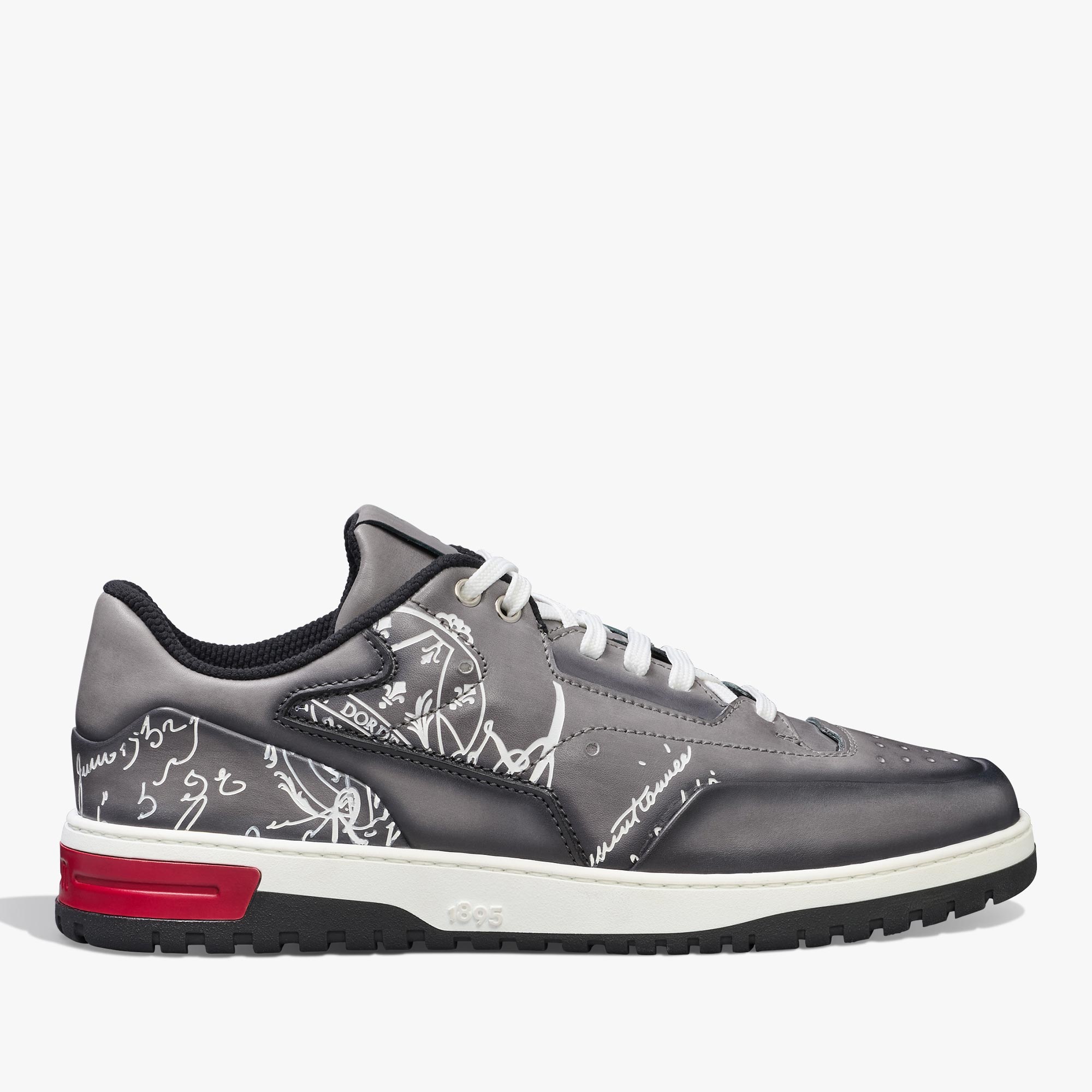 Playoff Scritto Leather Sneaker, IRON GREY+WHITE, hi-res