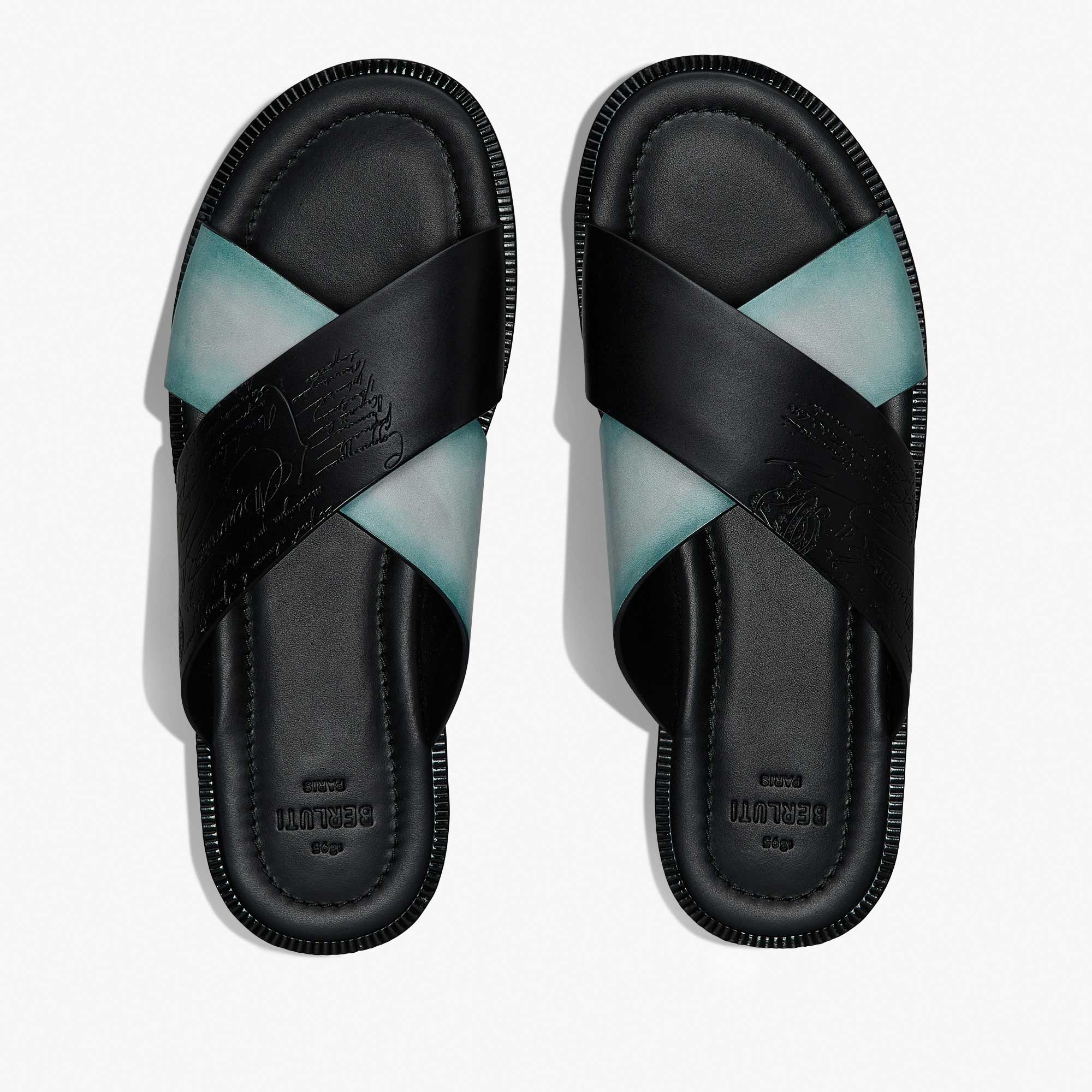 大人贅沢【BERLUTI】Sifnos Scritto レザーサンダル 24SS ブルー BERLUTI ベルルッティ Sifnos Scritto Leather Sandal サンダル