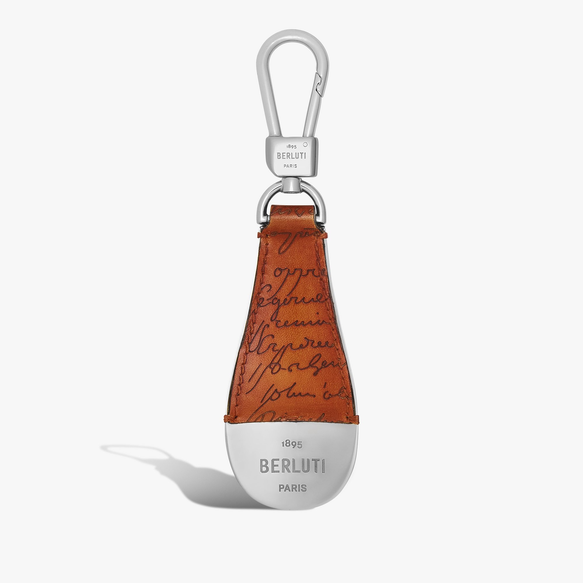 Shoehorn Scritto Leather Key Ring, ARANCIO VERMIGLIO, hi-res